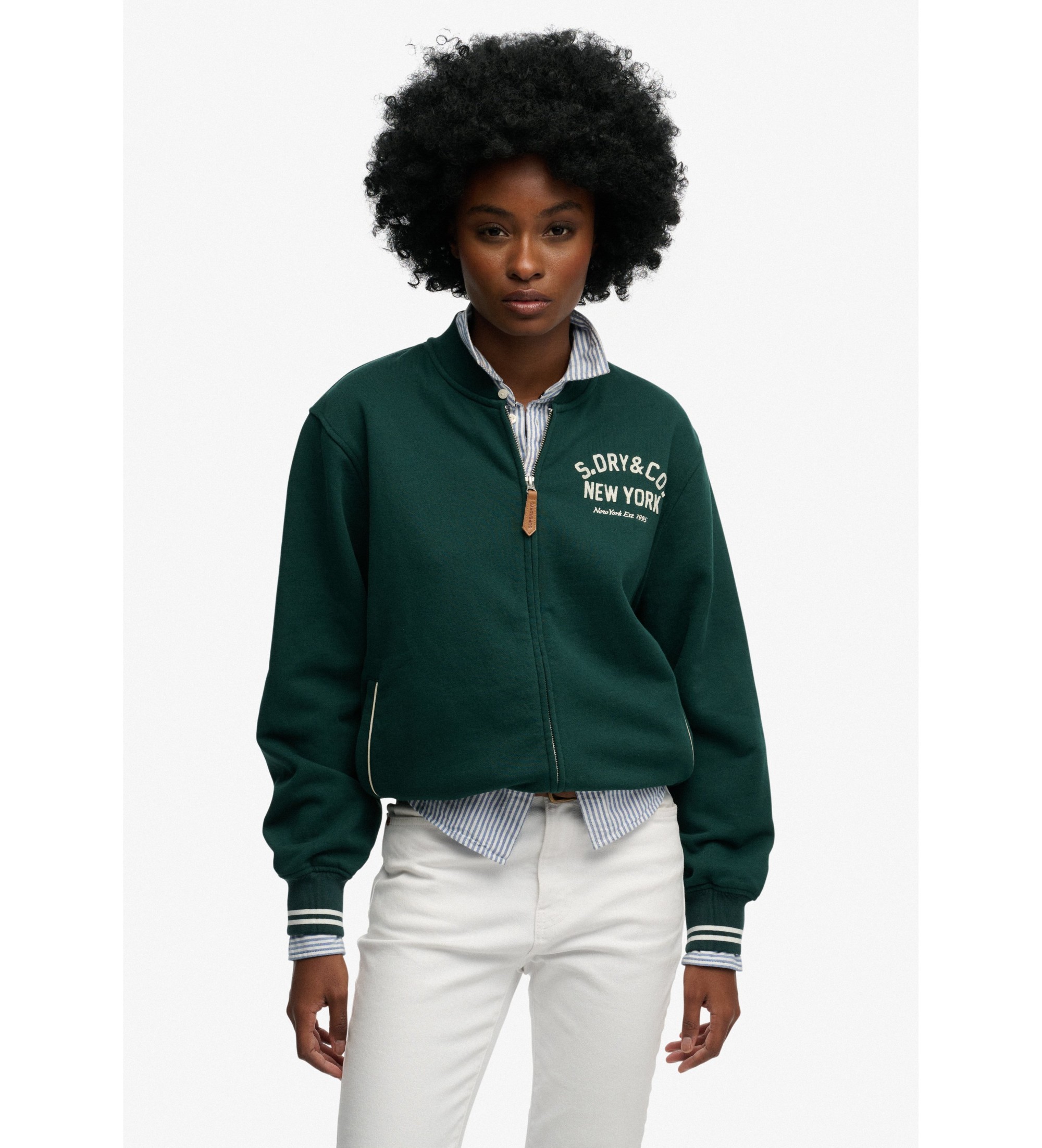 Superdry für Damen. W2012594A Grüne Country Club Bomberjacke (M), Lässig, Baumwolle, Langarm