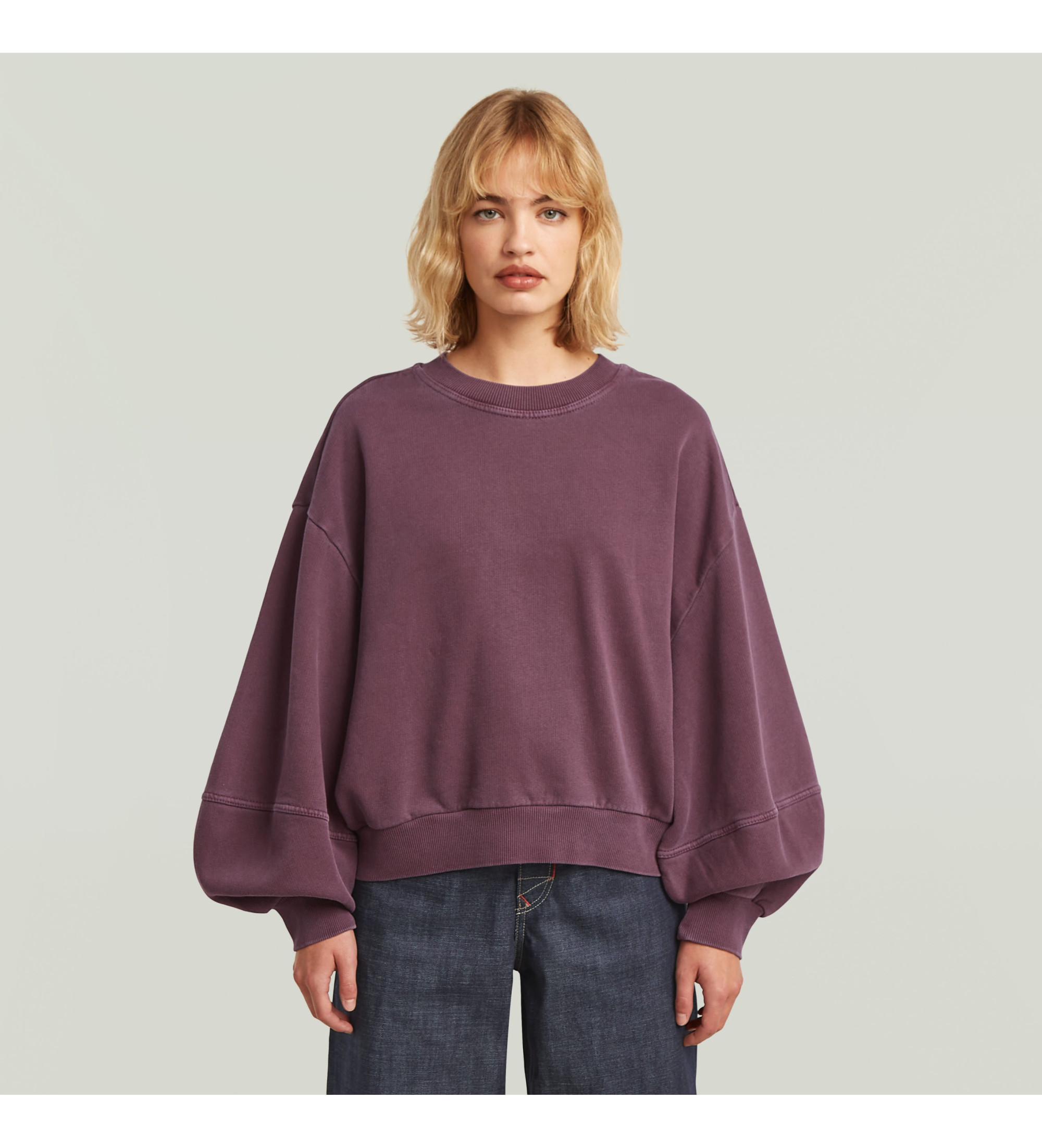 G-Star für Damen. D26361-D993-H731 Lila Overdyed-Sweatshirt (S), Lässig, Flieder, Baumwolle, Langarm