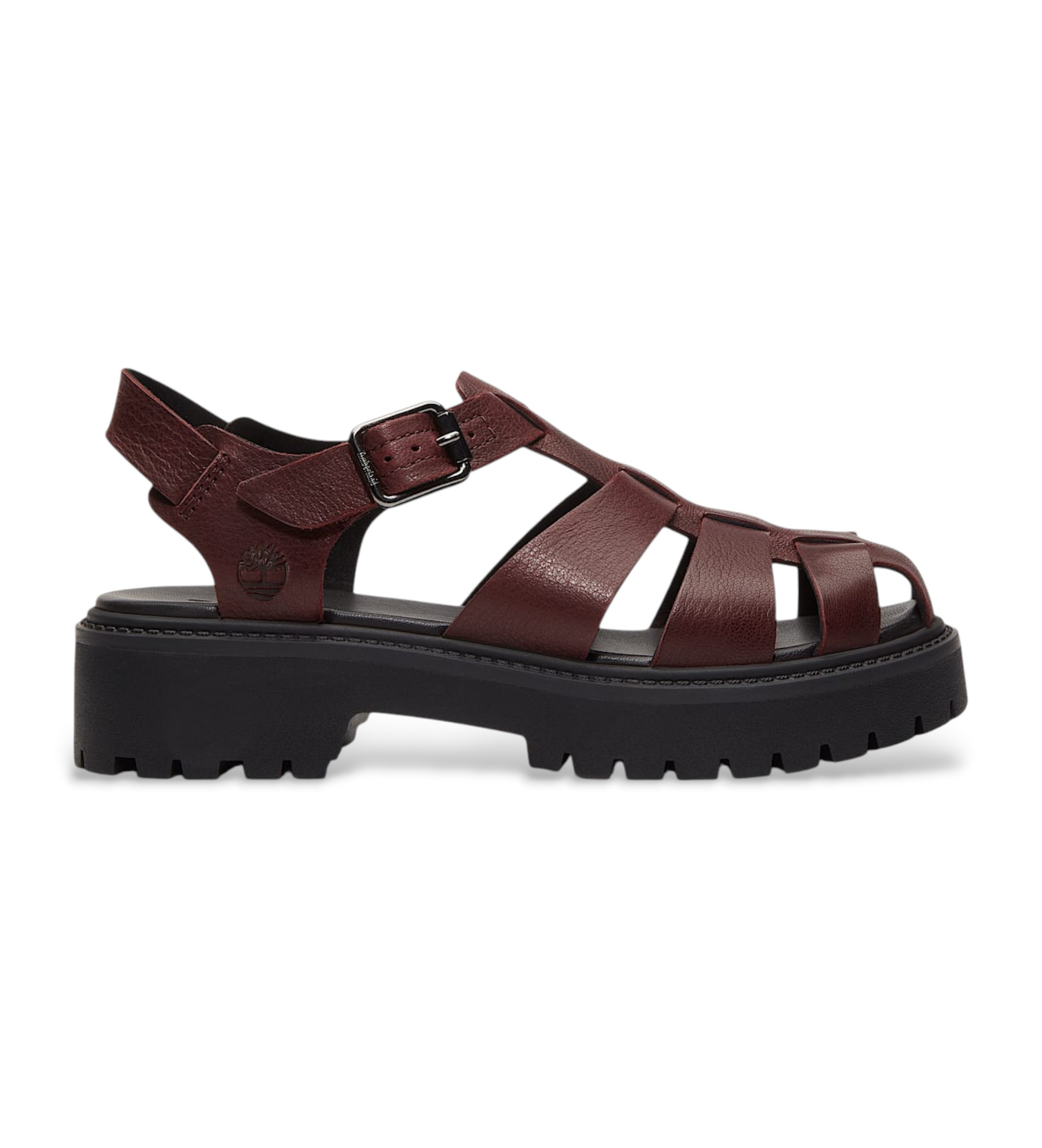 Timberland für Damen. TB0A5S65EIW1 Sandale mit Plateau ?Stone Street? in Bordeauxrot (39.5 W), Leder, 3 bis 5 cm, Schnalle, Lässig
