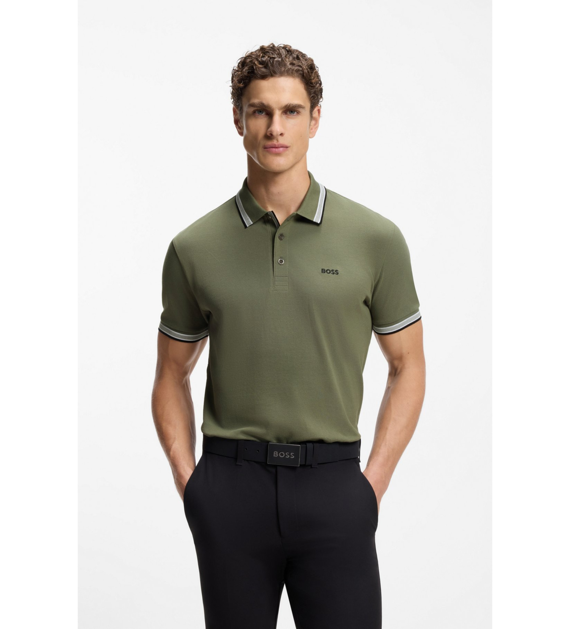 BOSS für Herren. 50469055 Grünes Paddy-Poloshirt (XXL), Lässig, Baumwolle, Kurzarm