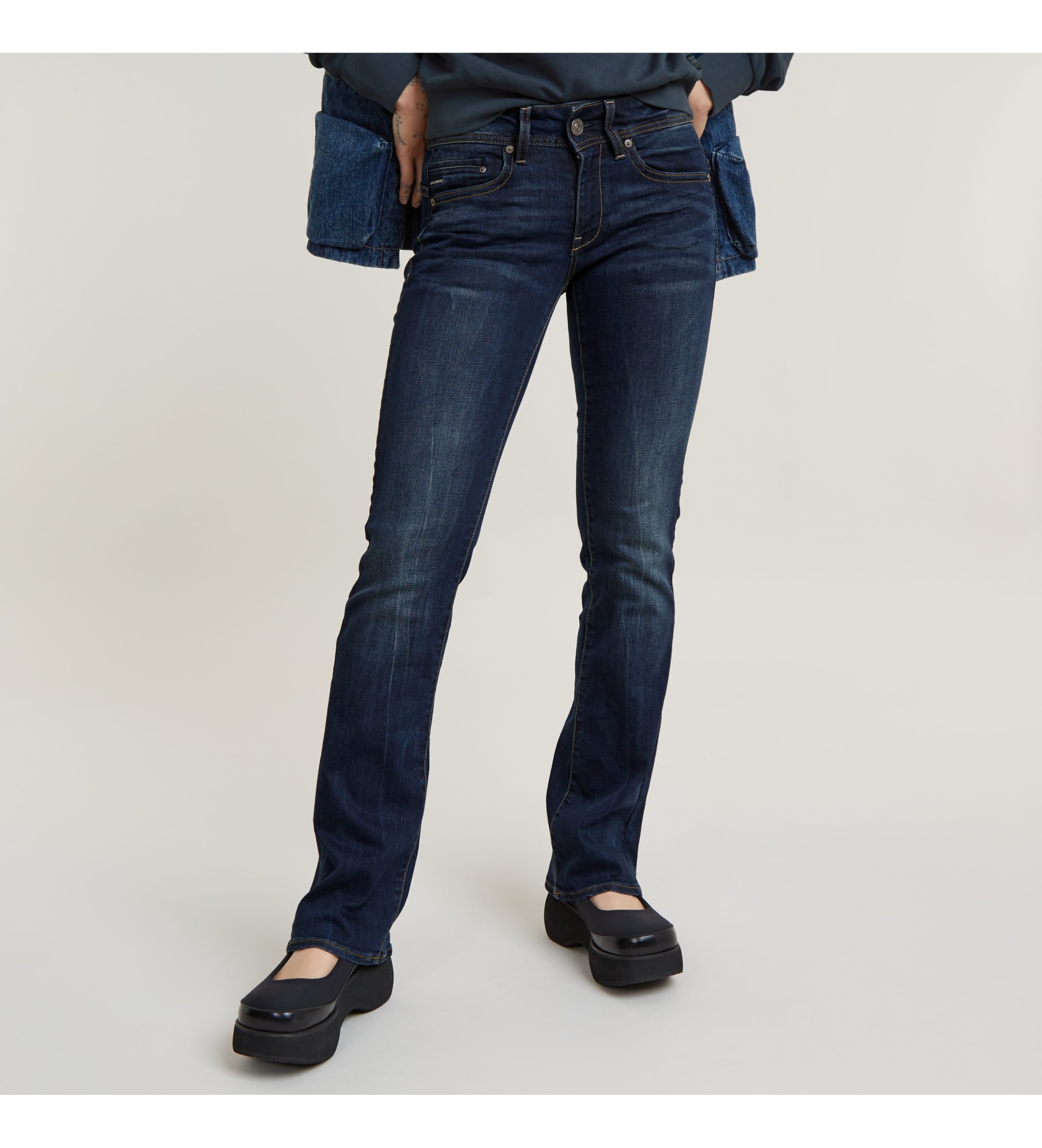 G-Star für Damen. D01896-6553-89 Blaue Midge-Jeans im Bootcut-Schnitt (27/30), Lässig, Baumwolle, Denim