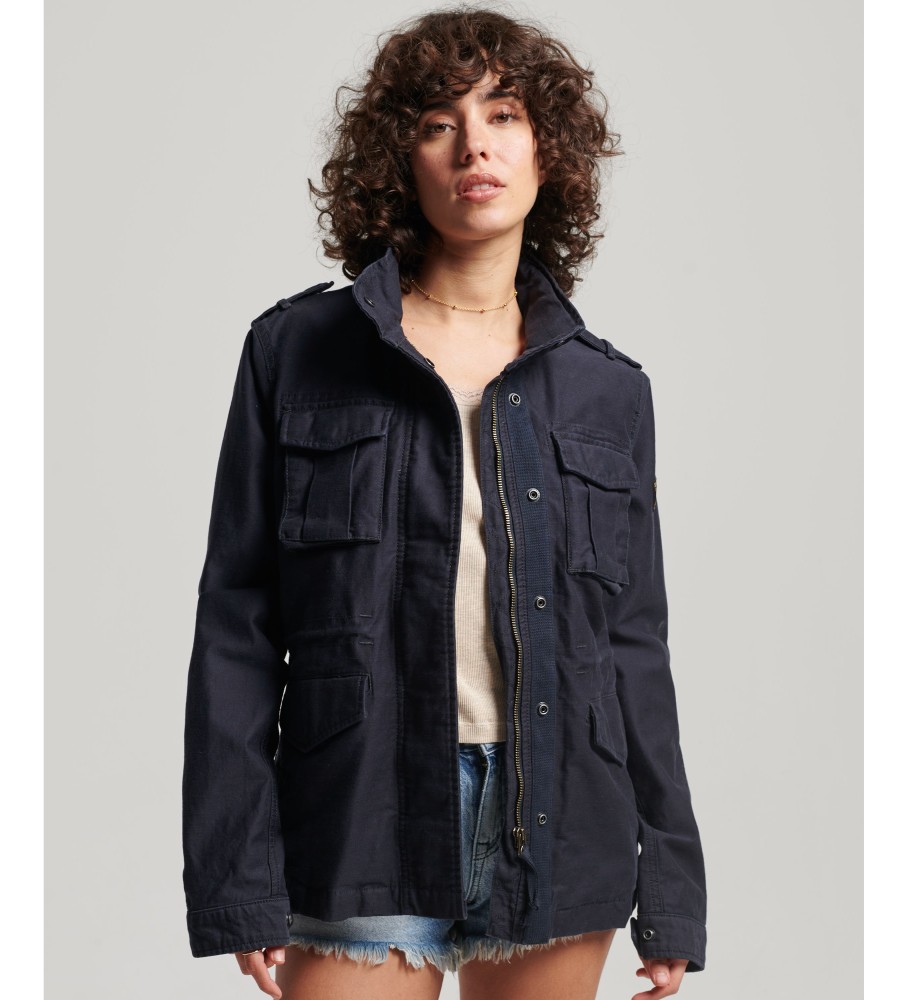 Superdry für Damen. W5011524A Vintage-Jacke M65 in Marineblau (S), Lässig, Baumwolle, Langarm