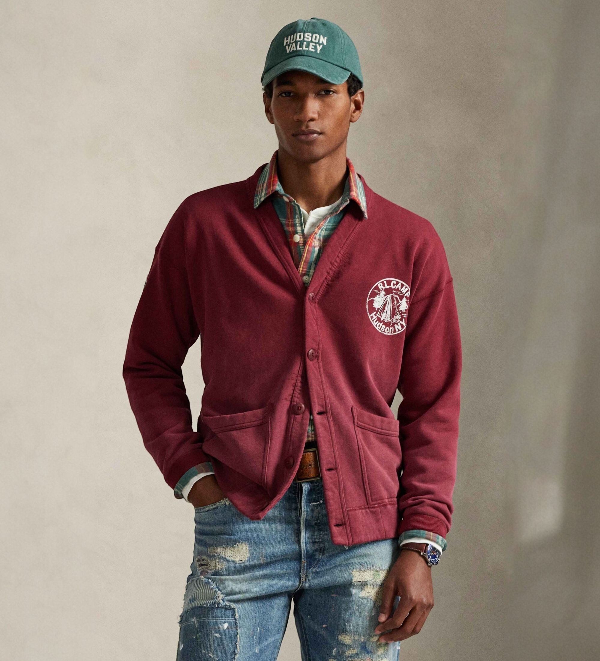 Polo Ralph Lauren für Herren. 710P04976001 Sweatshirt aus Fleece mit Vintage-Motiv in Bordeauxrot (XL), Lässig, Baumwolle