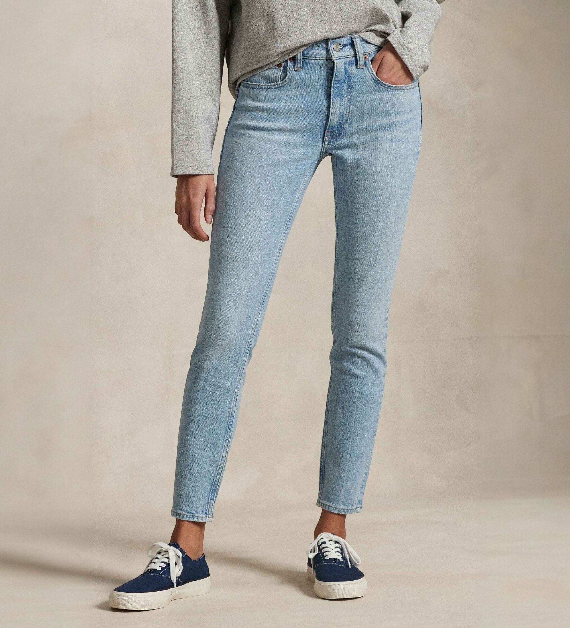 Polo Ralph Lauren für Damen. 211969388001 Blaue Super-Slim-Jeans mit mittlerer Leibhöhe (25/32), Lässig, Baumwolle, Denim