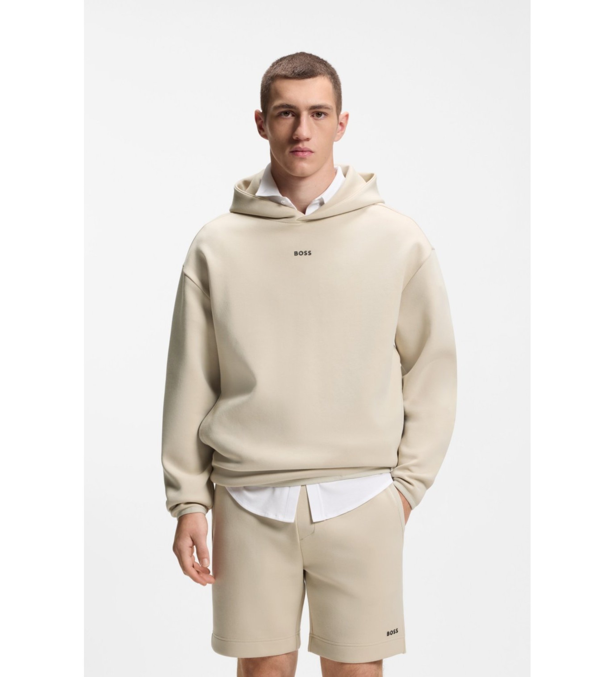 BOSS für Herren. 50558991 Beiges Globe-Sweatshirt (M), Lässig, Baumwolle
