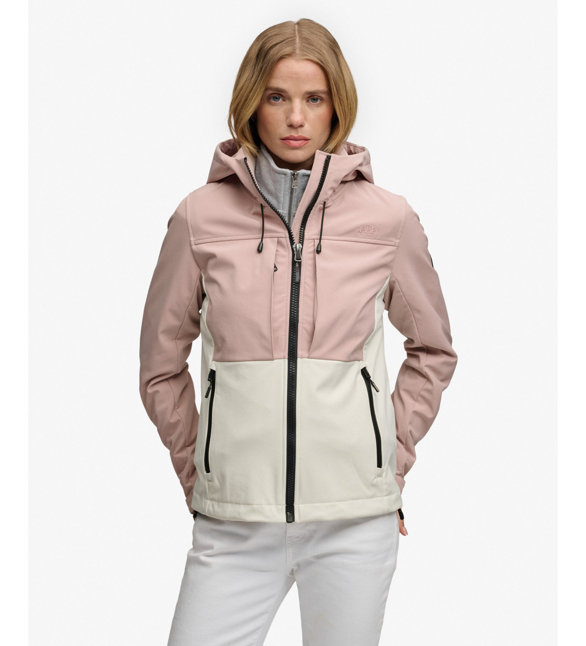 Superdry für Damen. W5012070A Rosa Colourblock-Trekker-Jacke (XL), Lässig, Draußen, Recyceltes Polyester