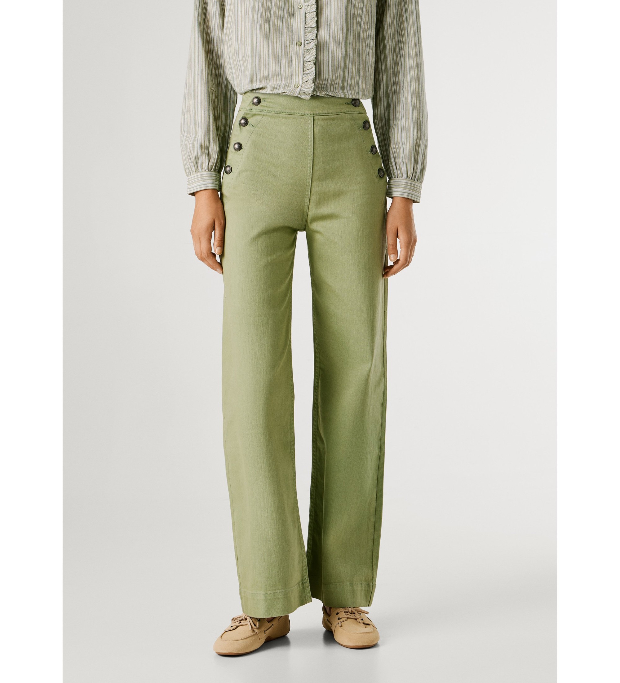 Pepe Jeans für Damen. PL2100069 Grüne Fergy-Hose (S), Lässig, Baumwolle