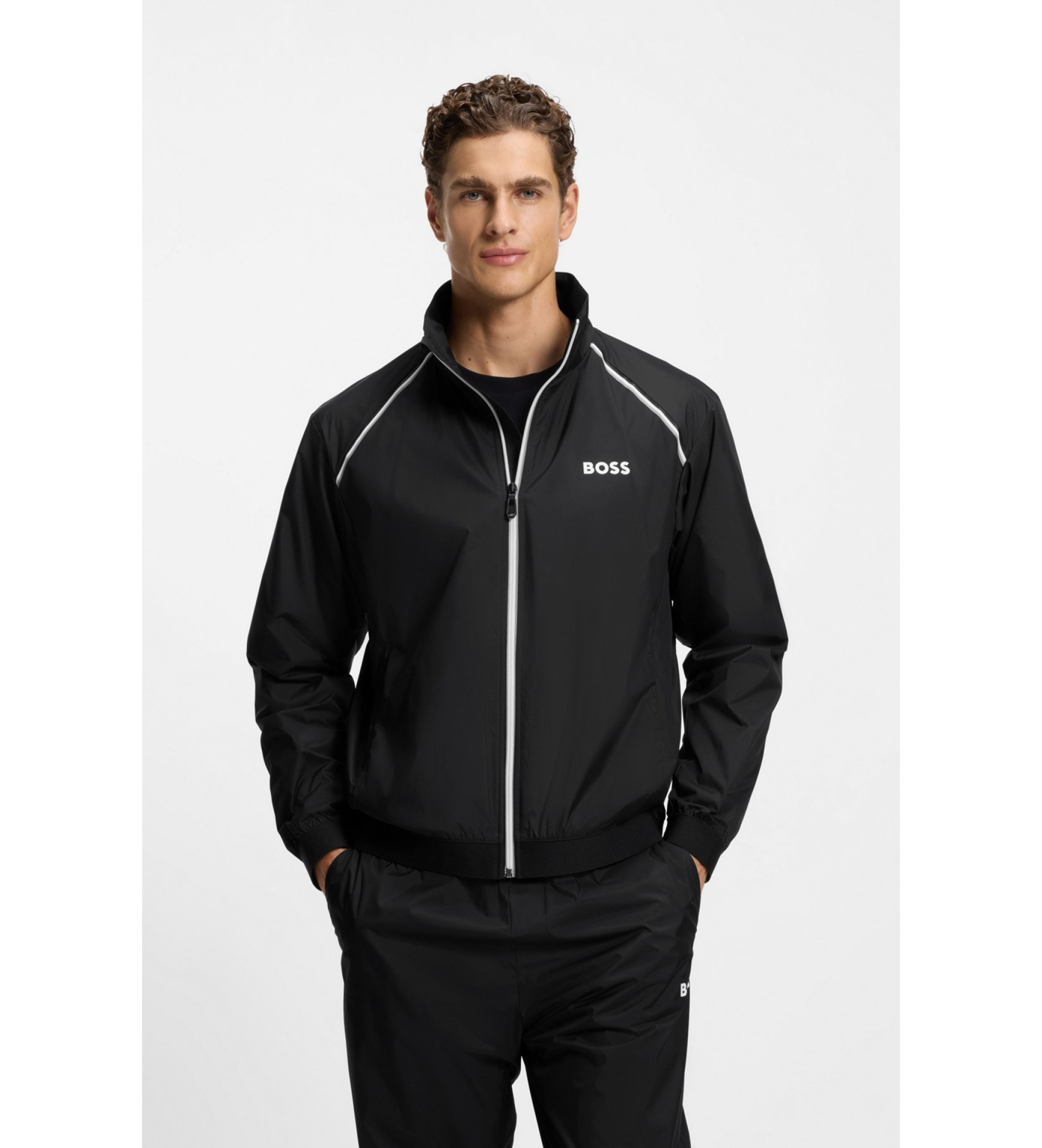 BOSS für Herren. 50556526 Schwarzer Trainingsanzug ?Match? (L), Lässig, Polyester, Langarm