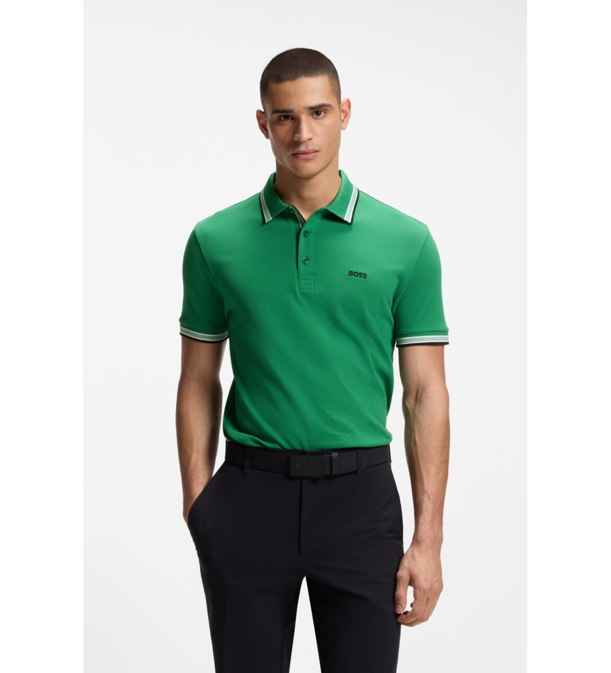 BOSS für Herren. 50469055 Grünes Paddy-Polohemd (XS), Lässig, Baumwolle, Kurzarm