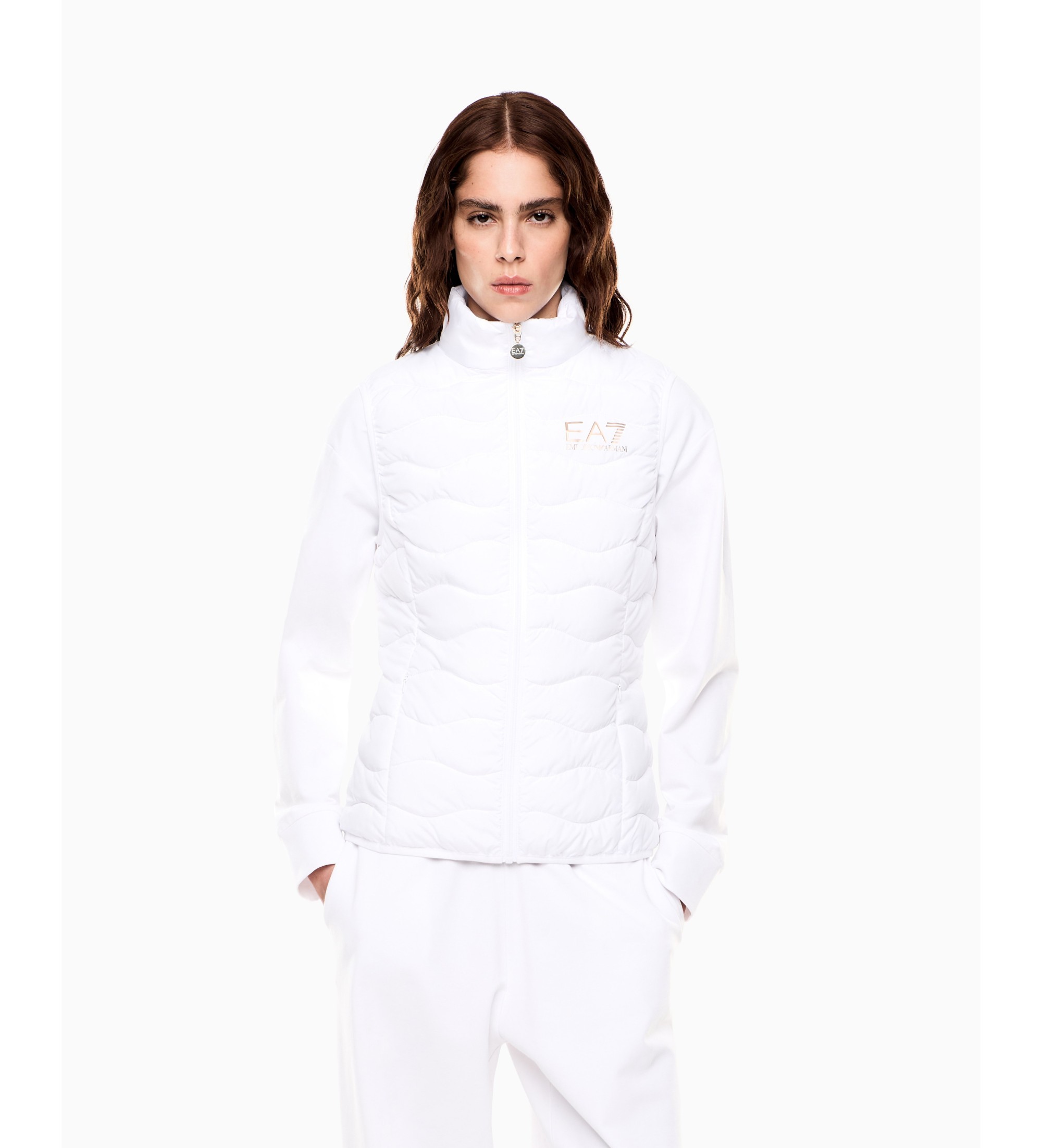 EA7 für Damen. 8NTQ08_TNF8Z Weiße Core-Weste (XS), Lässig, Polyester