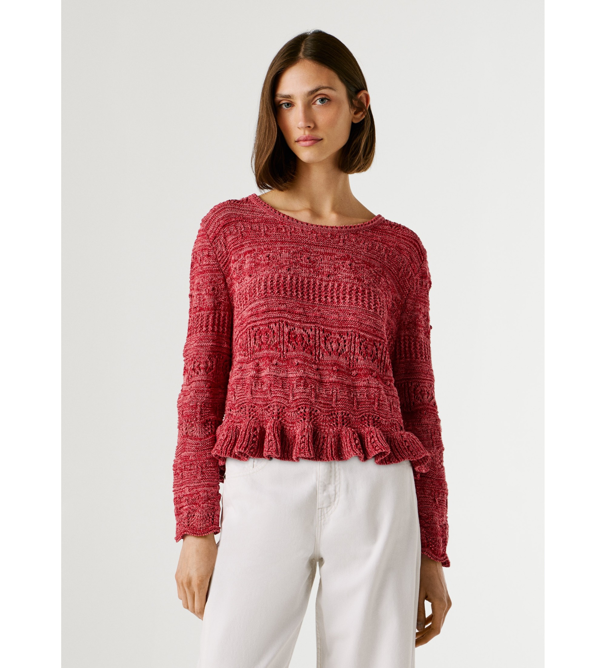 Pepe Jeans für Damen. PL7000148 Roter Kasni-Pullover (M), Lässig, Baumwolle