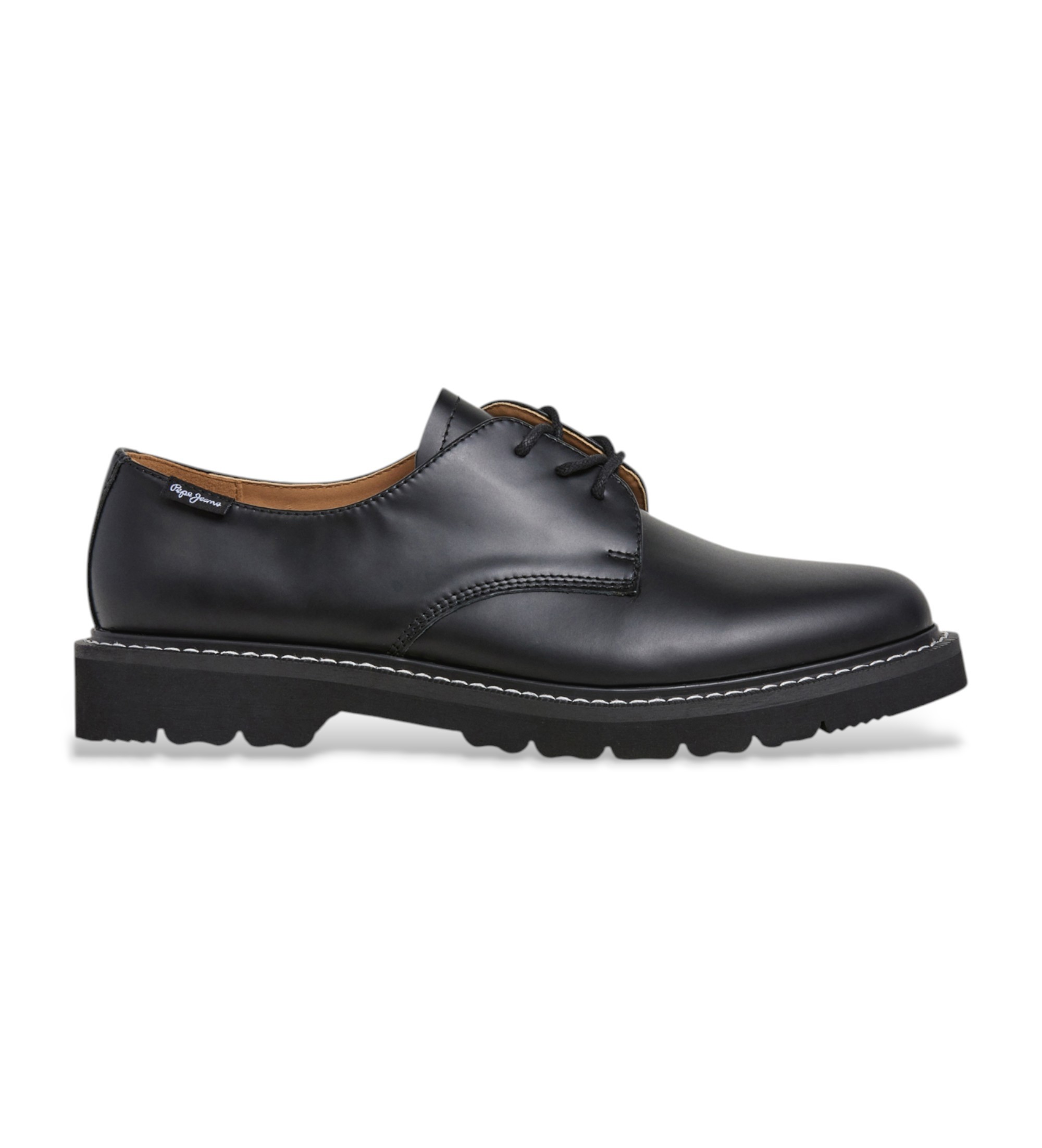 Pepe Jeans für Herren. PMS100002 Schwarze Lederschuhe von Tom Brit (42), Wohnung, Schnürsenkel, Lässig, Klassisch