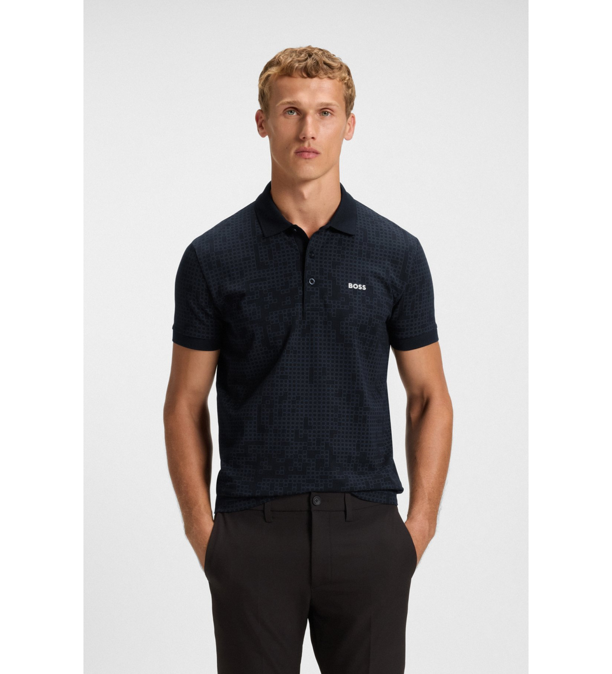 BOSS für Herren. 50549358 Schwarzes AO Zone-Poloshirt (M), Synthetisch, Klassisch, Kurzarm