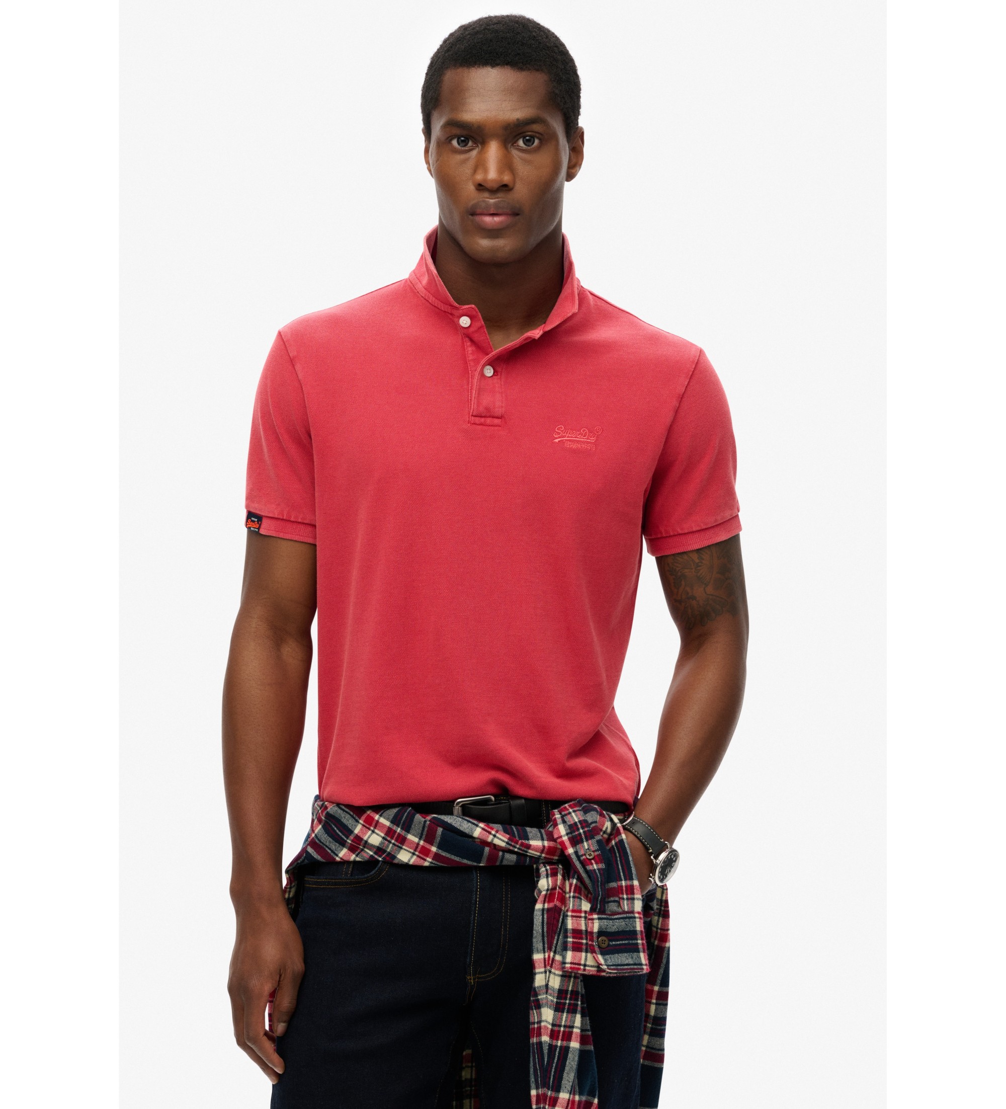 Superdry für Herren. M1110439A Rotes Vintage-Polohemd im Destroy-Look (XXL), Lässig, Baumwolle, Kurzarm