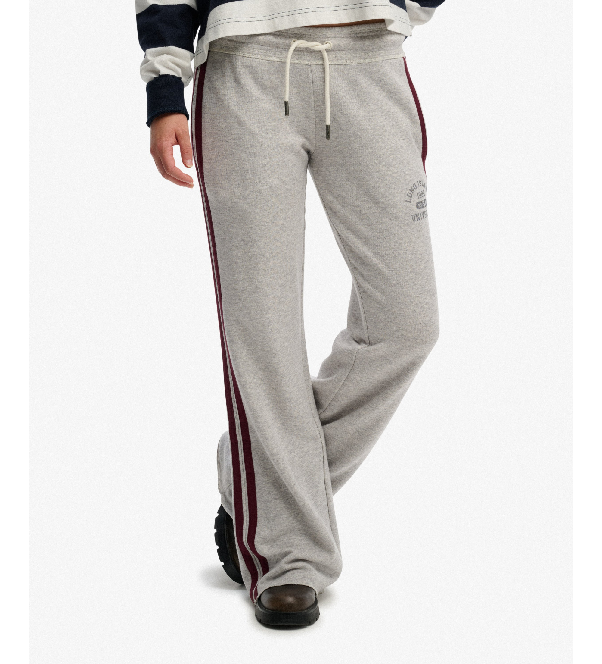 Superdry für Damen. W7011308A Graue Hose ?Stripe? (S), Lässig, Sportlich, Baumwolle