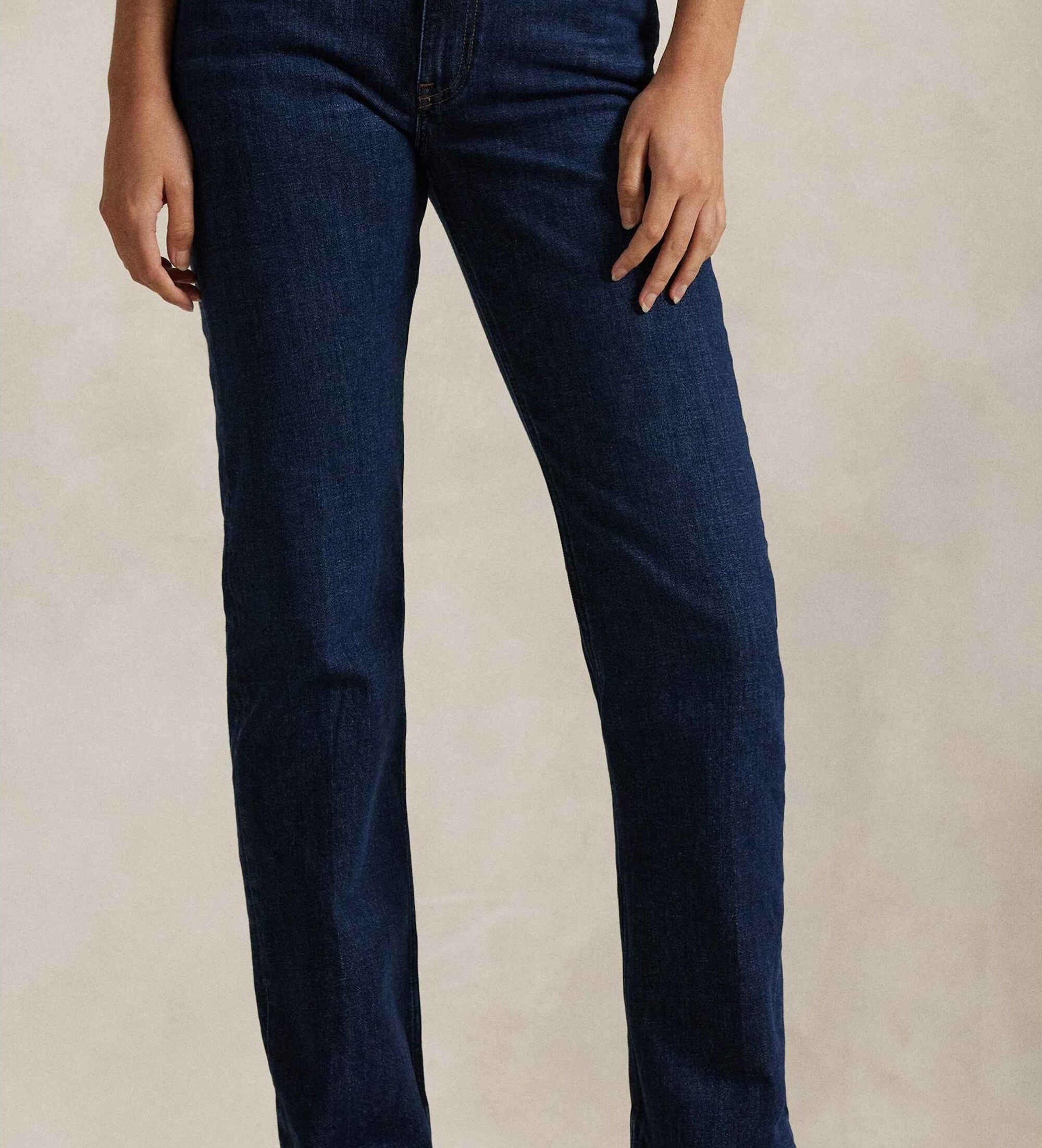 Polo Ralph Lauren für Damen. 211969407001 Blaue Straight-Fit-Jeans mit hoher Leibhöhe (31/32), Lässig, Baumwolle, Denim