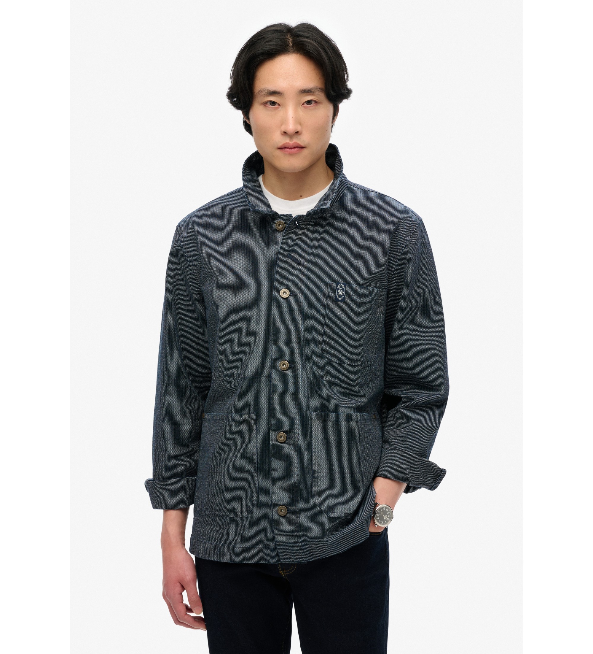 Superdry für Herren. M5012064A Jacke ?Merchant Stripe? in Blaugrau (M), Lässig, Polyester