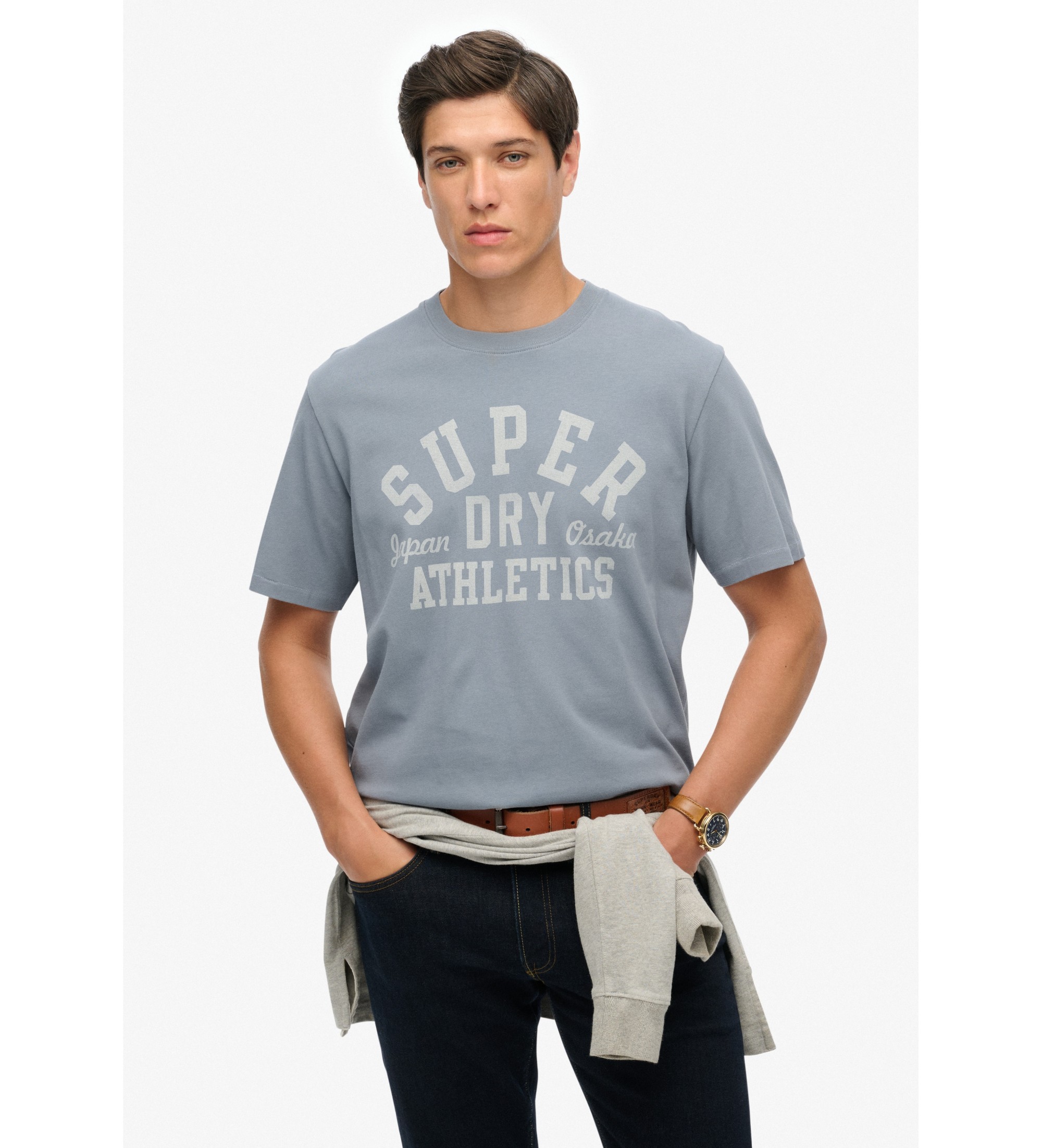Superdry für Herren. M1012176A Athletic Essential T-Shirt, hellblau (XL), Lässig, Baumwolle, Kurzarm