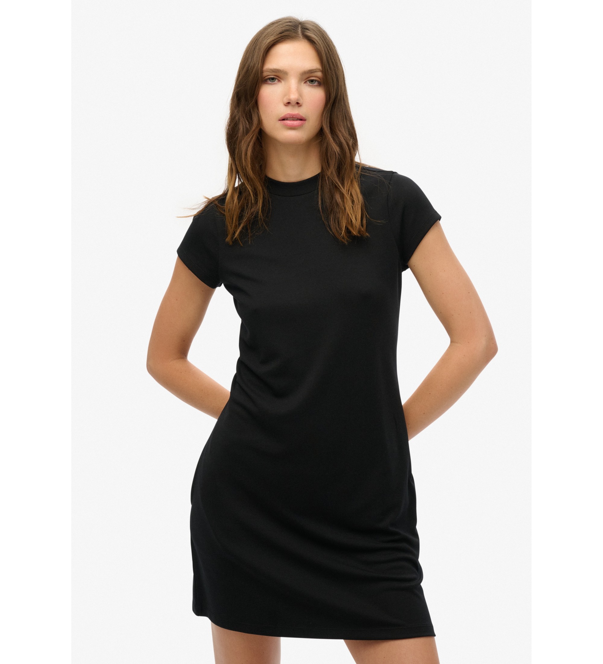 Superdry für Damen. W8011871A Schwarzes Line Mini-Kleid (S), Lässig, Polyester, Kurzarm