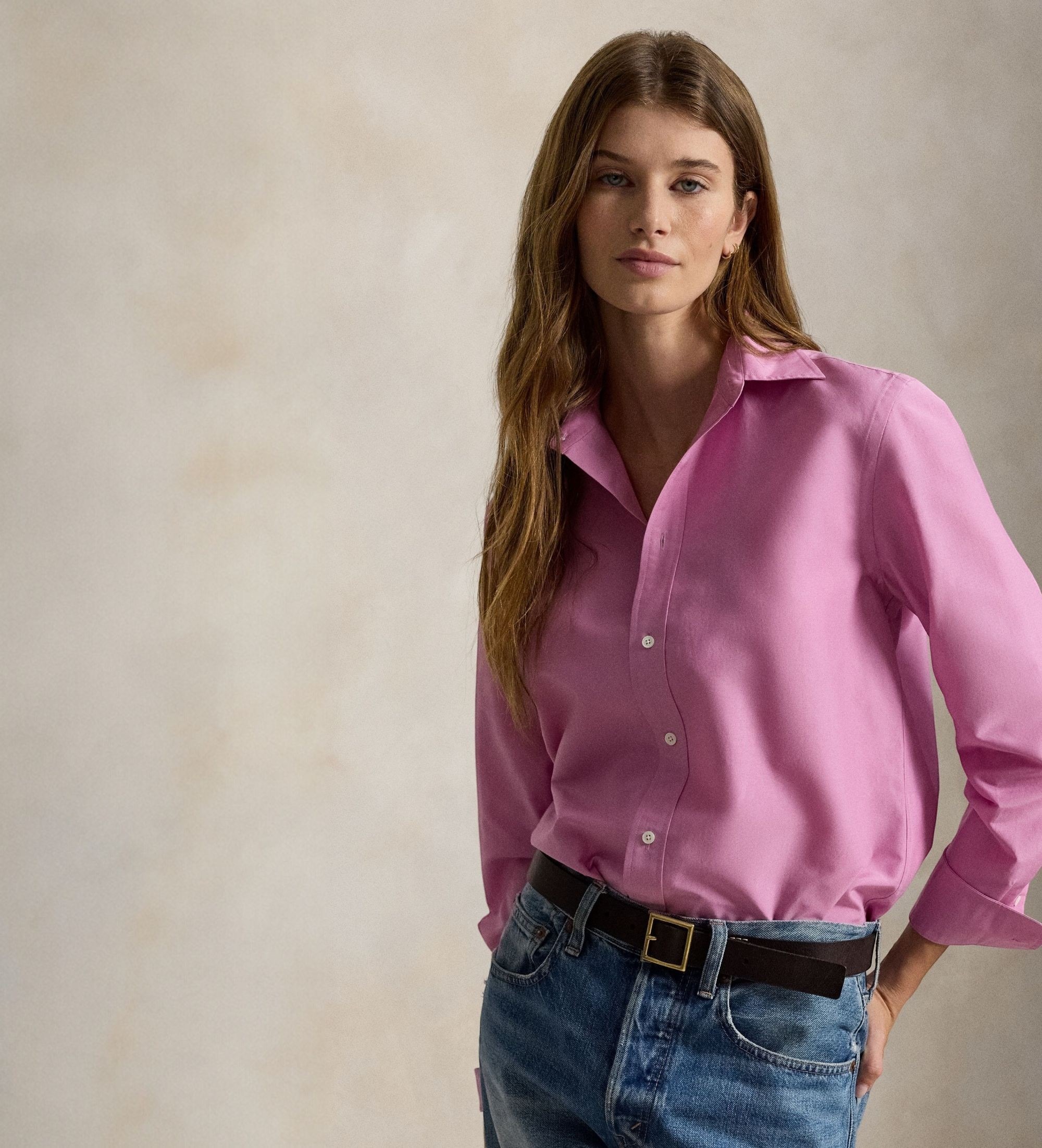Polo Ralph Lauren für Damen. 211B30368003 Rosa Hemd aus Baumwolle und Seide, Relaxed Fit (M), Lässig, Langarm