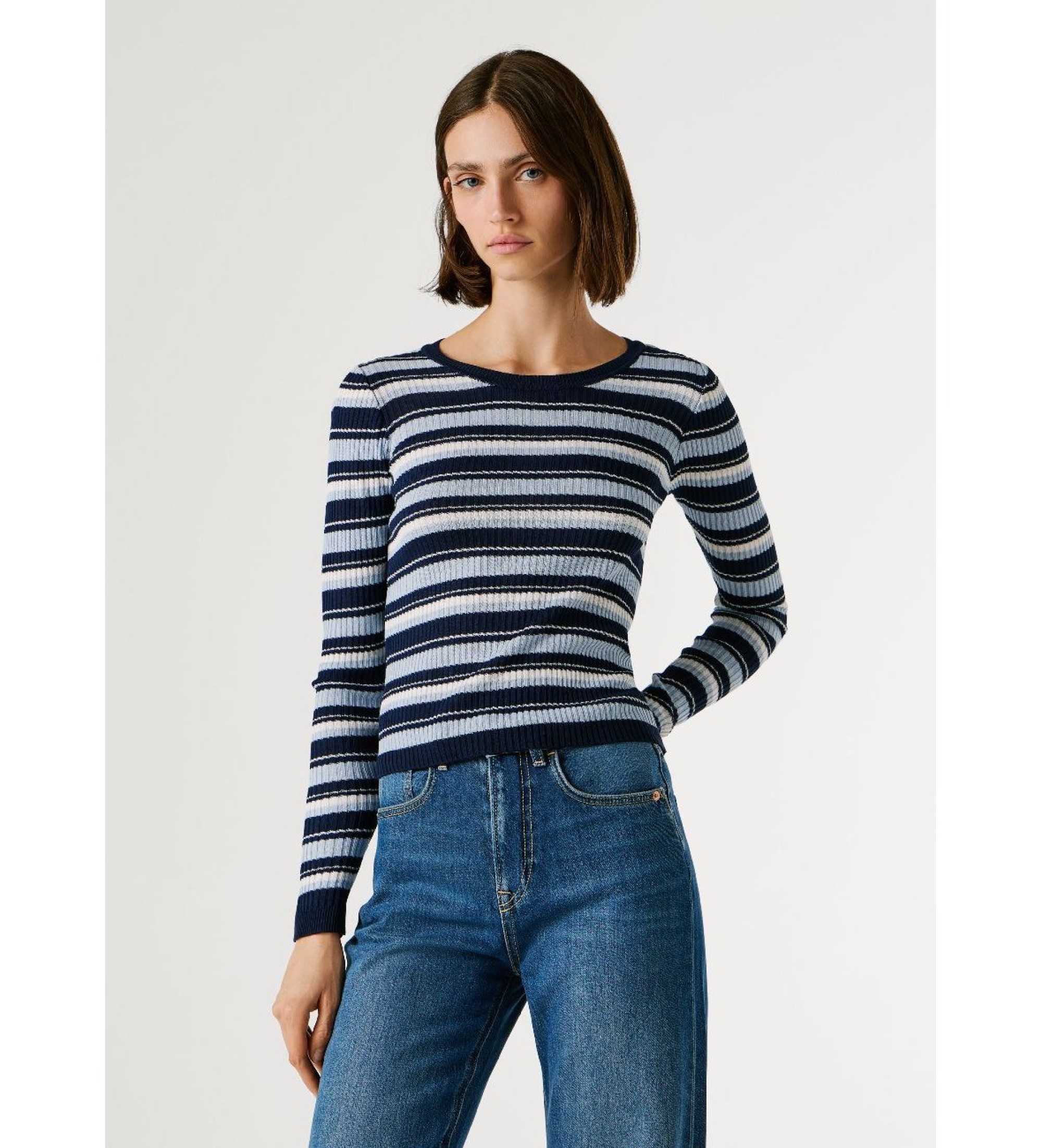 Pepe Jeans für Damen. PL7000115 Blauer Kimmi-Pullover (S), Lässig, Viskose, Langarm, Marine