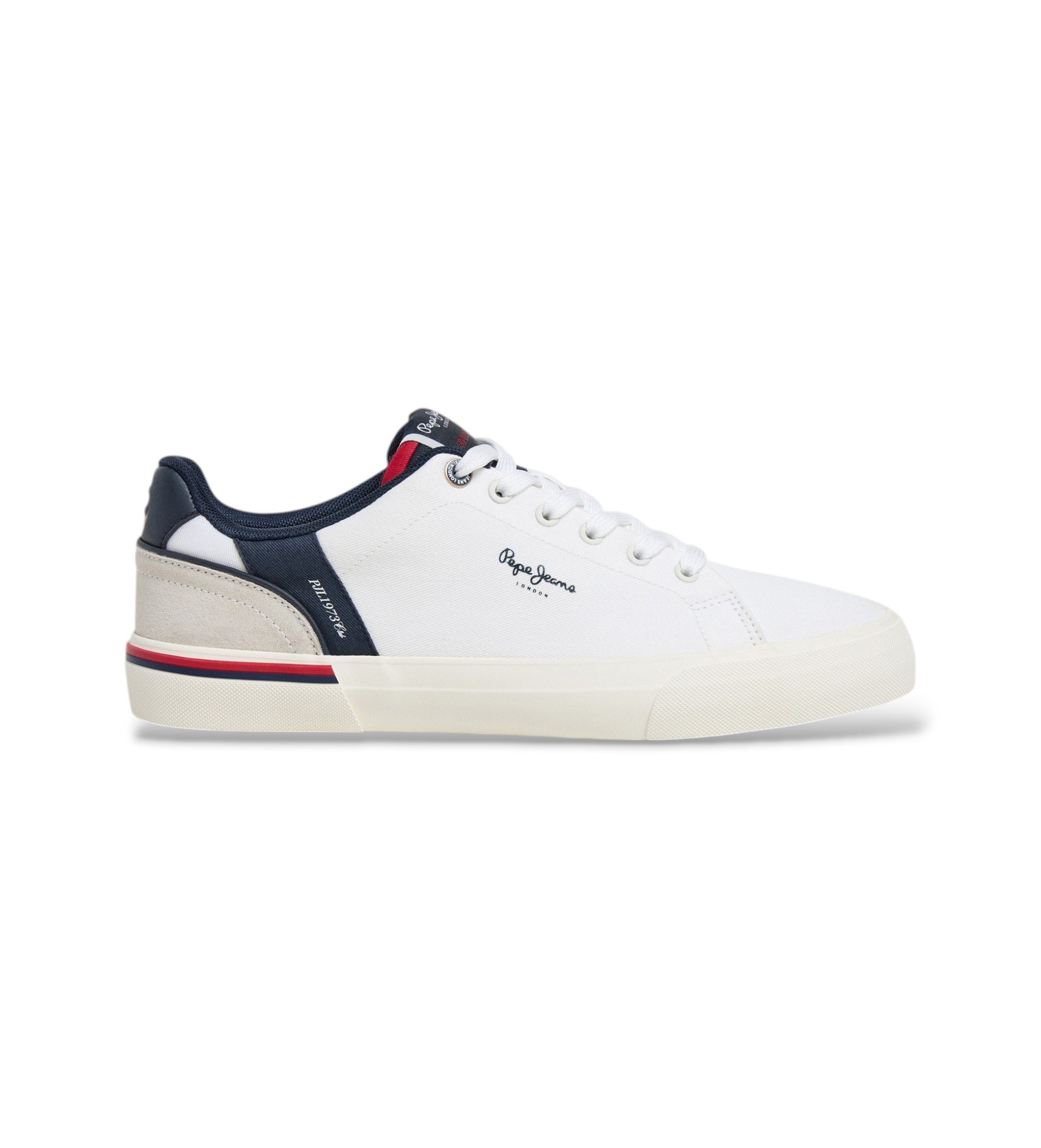Pepe Jeans für Herren. PMS300013 Weiße Turnschuhe von Kenton State (42), Stoff, Wohnung, Schnürsenkel, Lässig