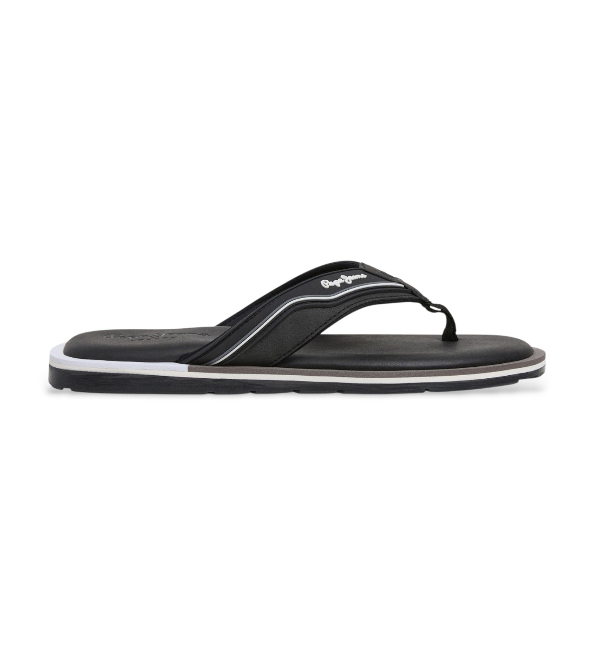 Pepe Jeans für Herren. PMS900005 Barrel Club Flip-Flops, schwarz (41), Wohnung, Keine, Strandbekleidung