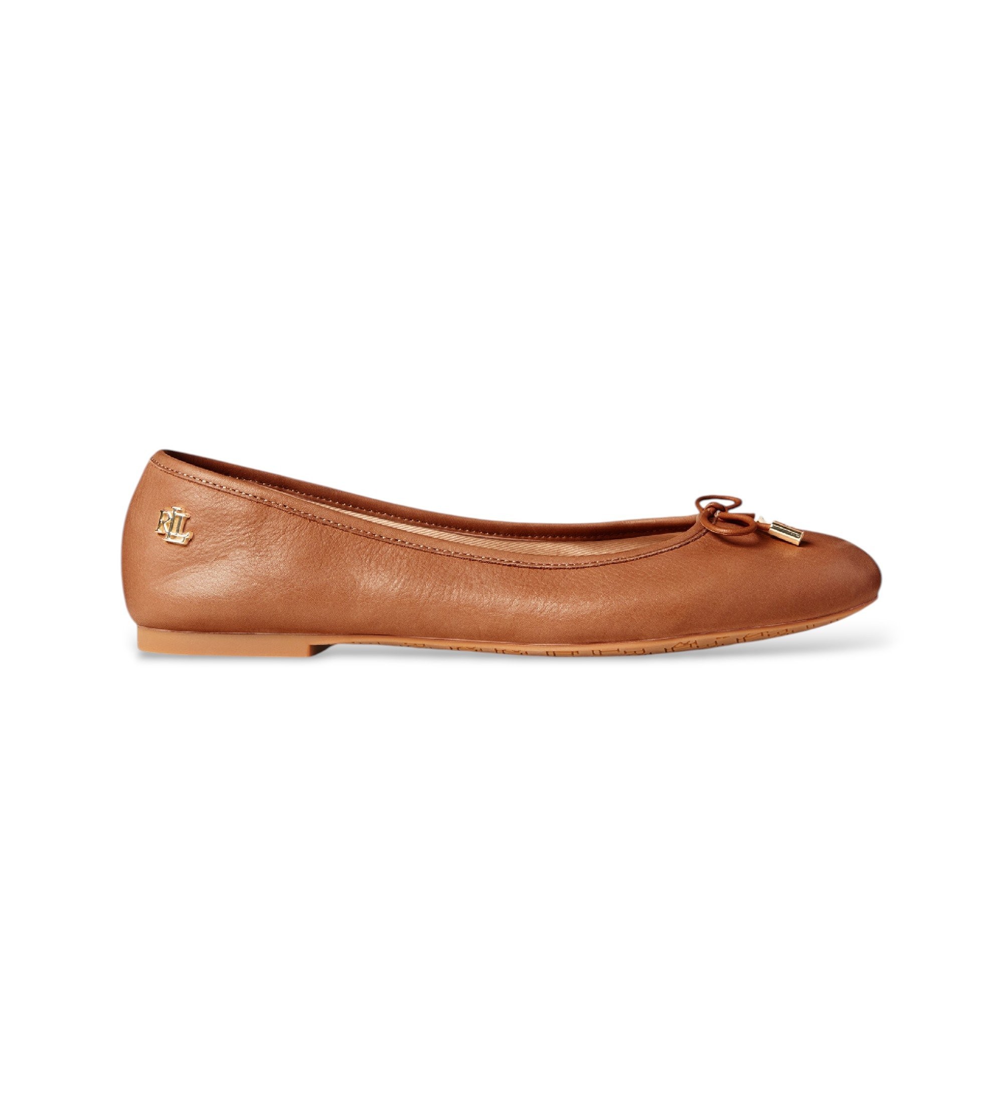 Lauren Ralph Lauren für Damen. 802940603002 Jayna-Ballerinas aus braunem Leder (35), Wohnung, Keine, Lässig, Klassisch