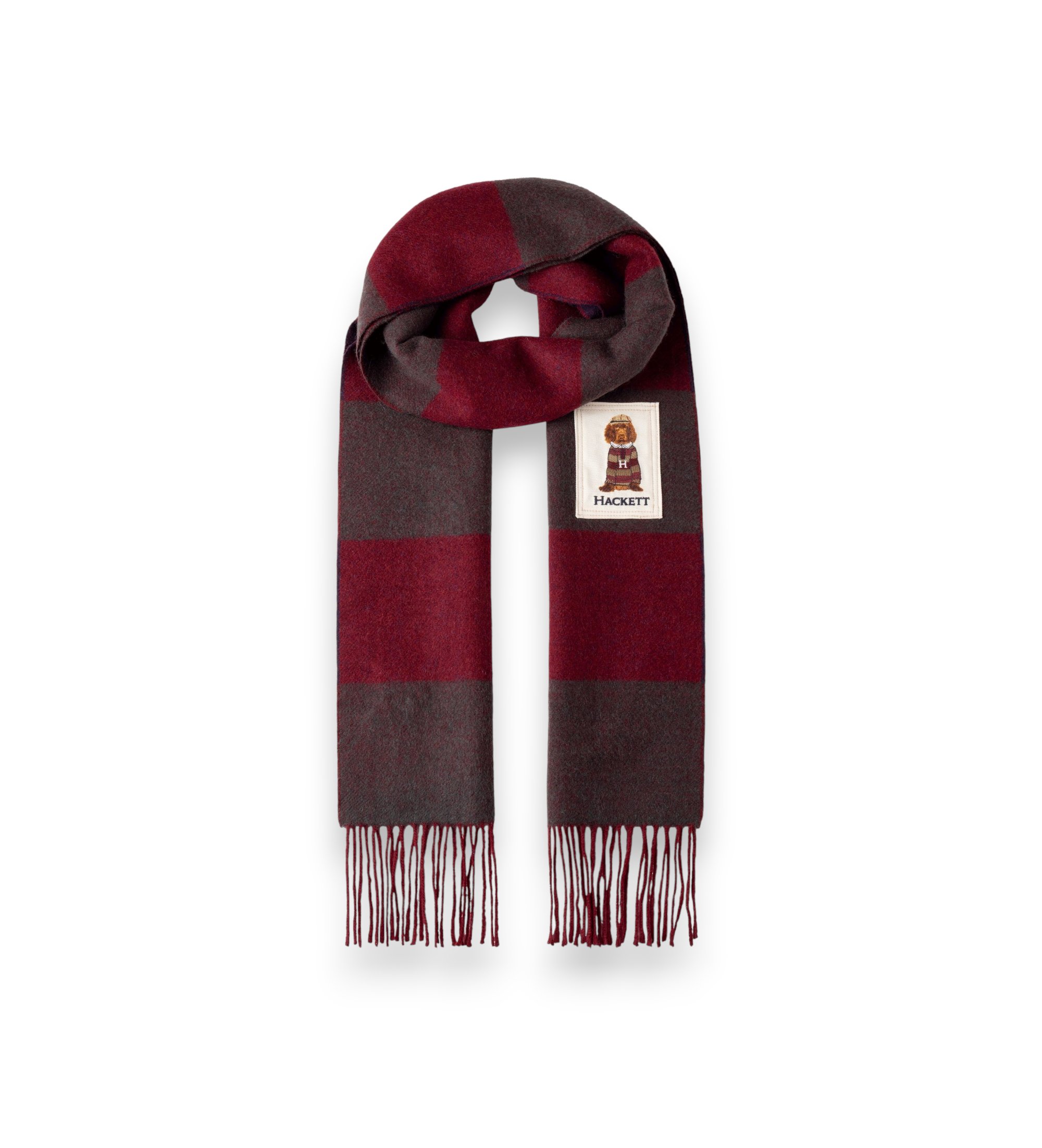 Hackett London für Herren. HM0400144 Harry Schal bordeauxrot (OSFA), Lässig, Wolle