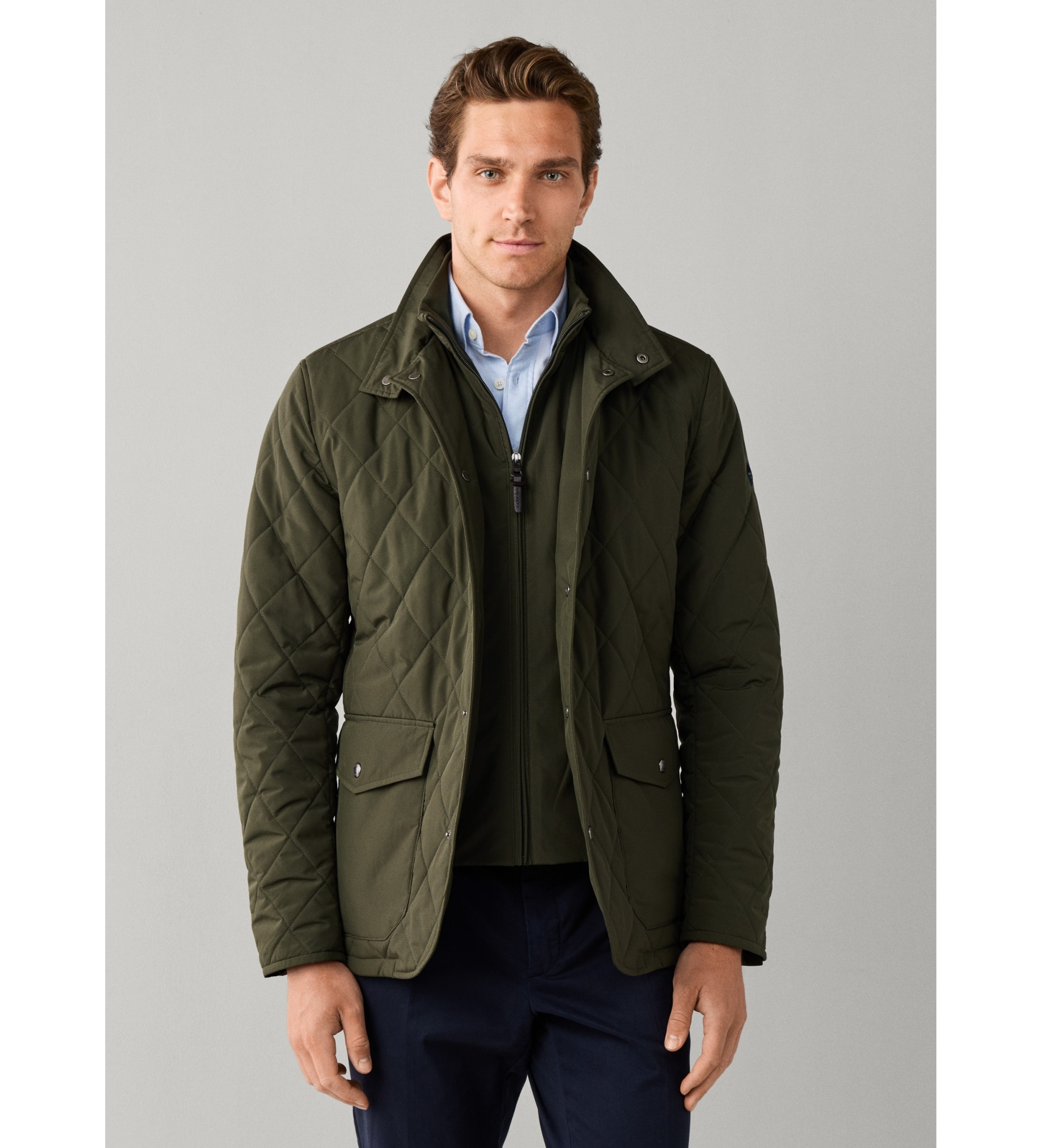 Hackett London für Herren. HM4000242 Grüne Paddock-Jacke (S), Lässig, Polyester