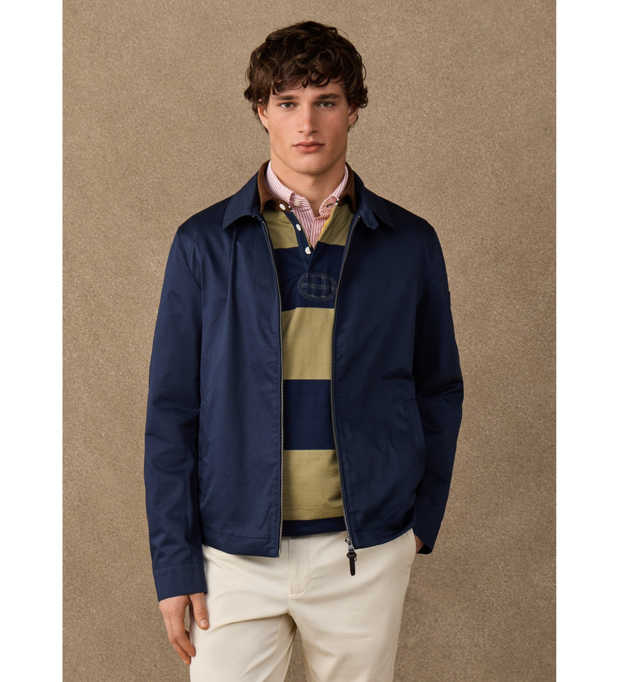 Hackett London für Herren. HM4000250 Harrington-Jacke marineblau (S), Lässig, Baumwolle