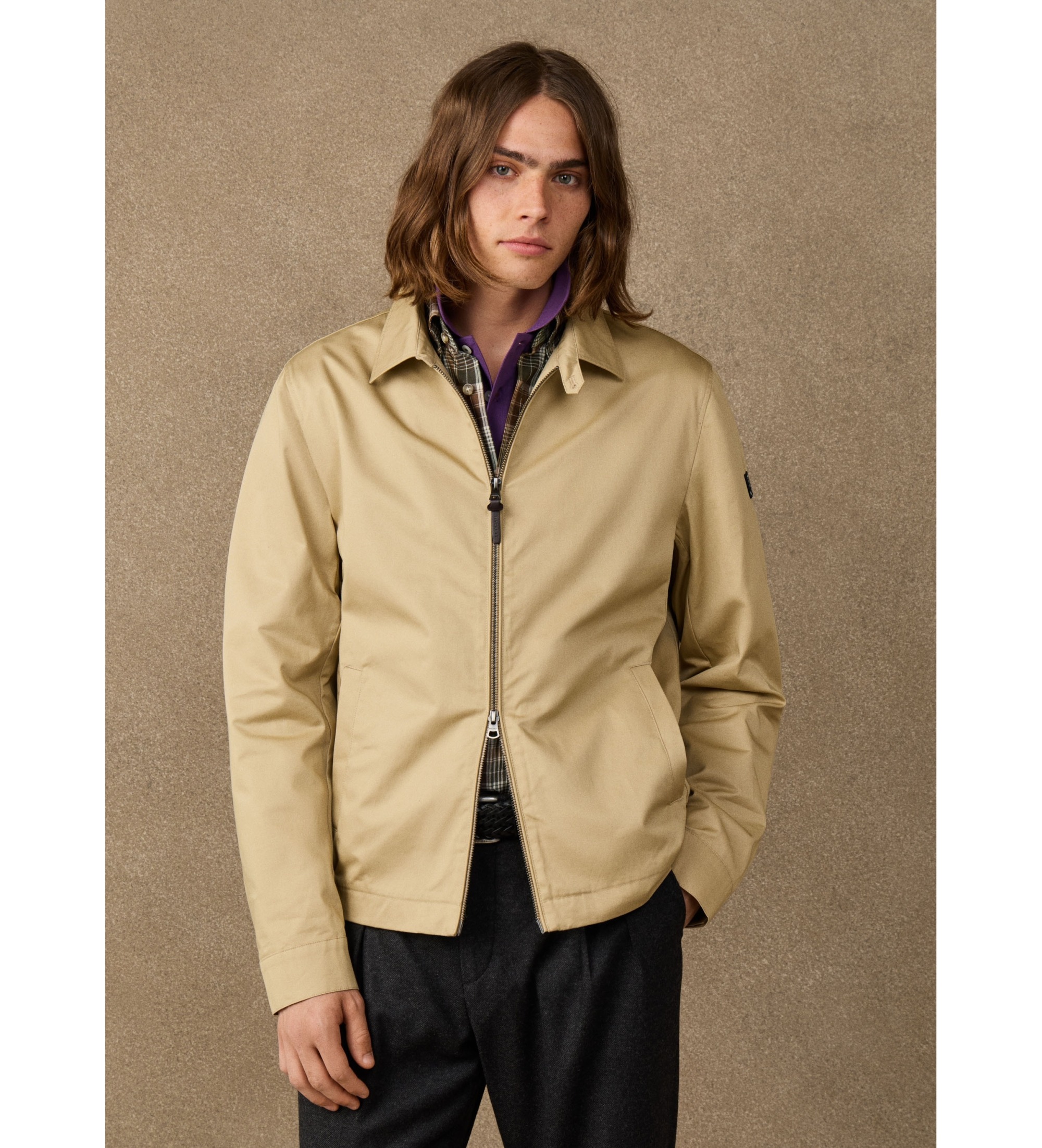 Hackett London für Herren. HM4000250 Beige Harrington-Jacke (M), Lässig, Baumwolle