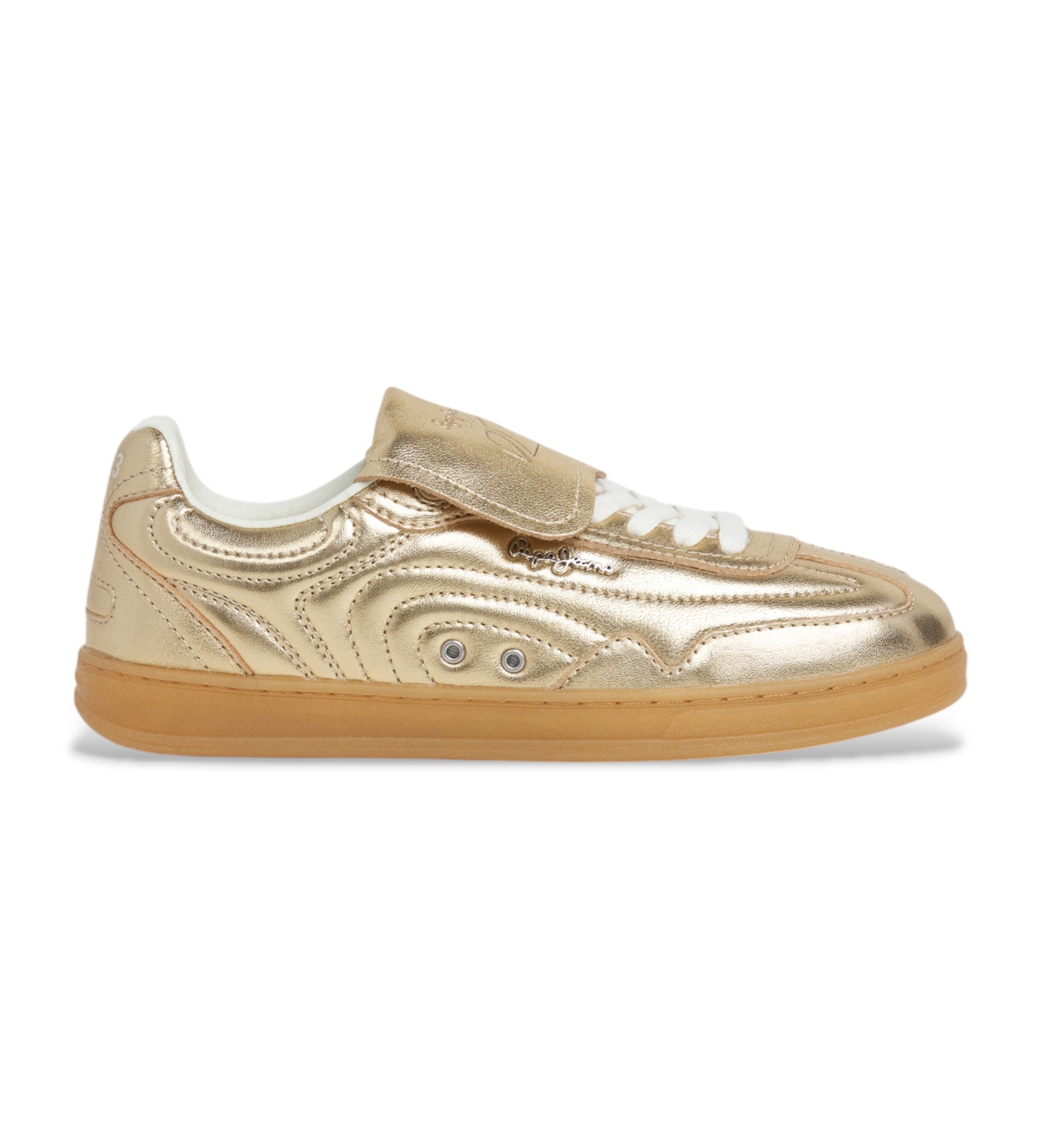Pepe Jeans für Damen. PLS000010 Leder-Sneaker ?Ball Metal? in Gold (41), Wohnung, Schnürsenkel, Lässig