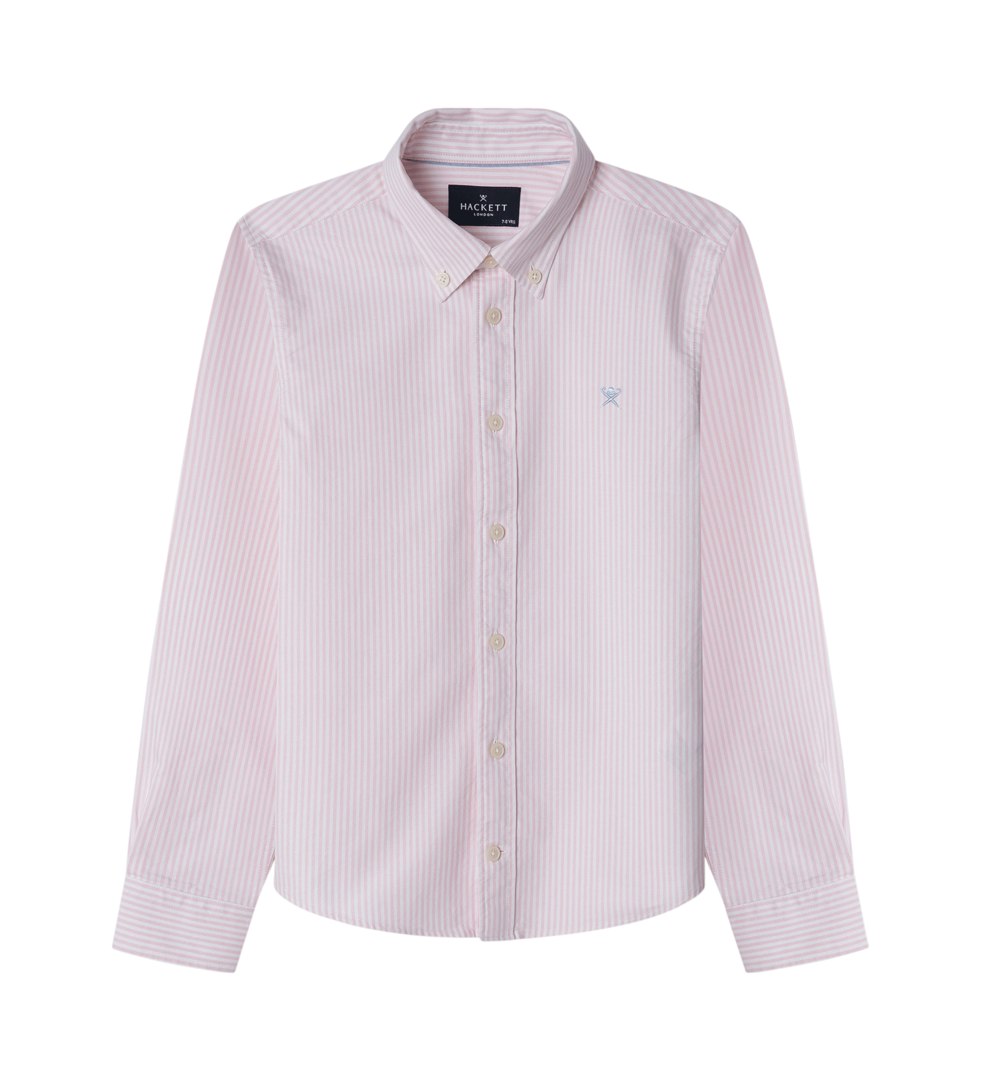 Hackett London für Jungen. HK301756 Rosa Oxford-Hemd mit Streifenmuster (5años= 109cm), Lässig, Baumwolle, Langarm, Kinderbekleidung