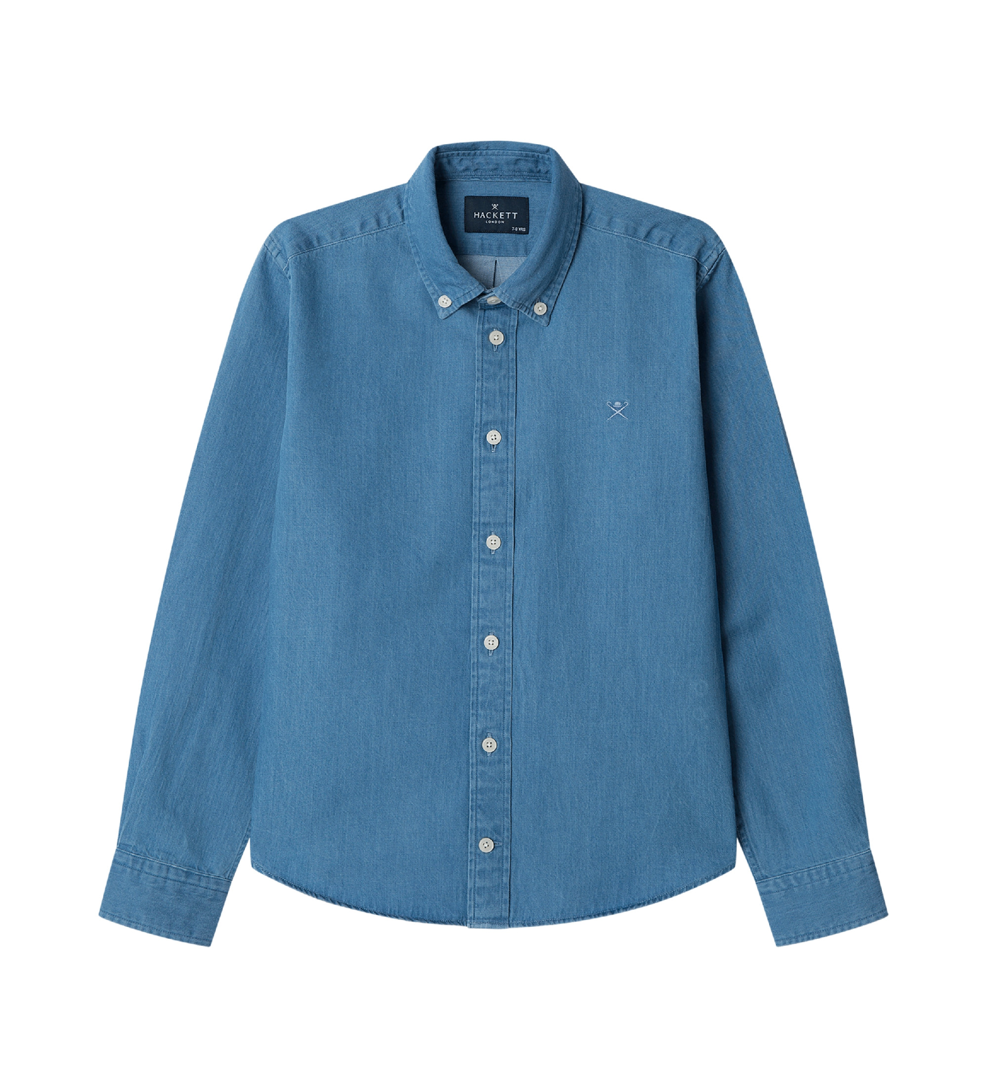 Hackett London für Jungen. HK301760 Blaues Jeanshemd (5años= 109cm), Lässig, Baumwolle, Denim, Langarm, Kinderbekleidung