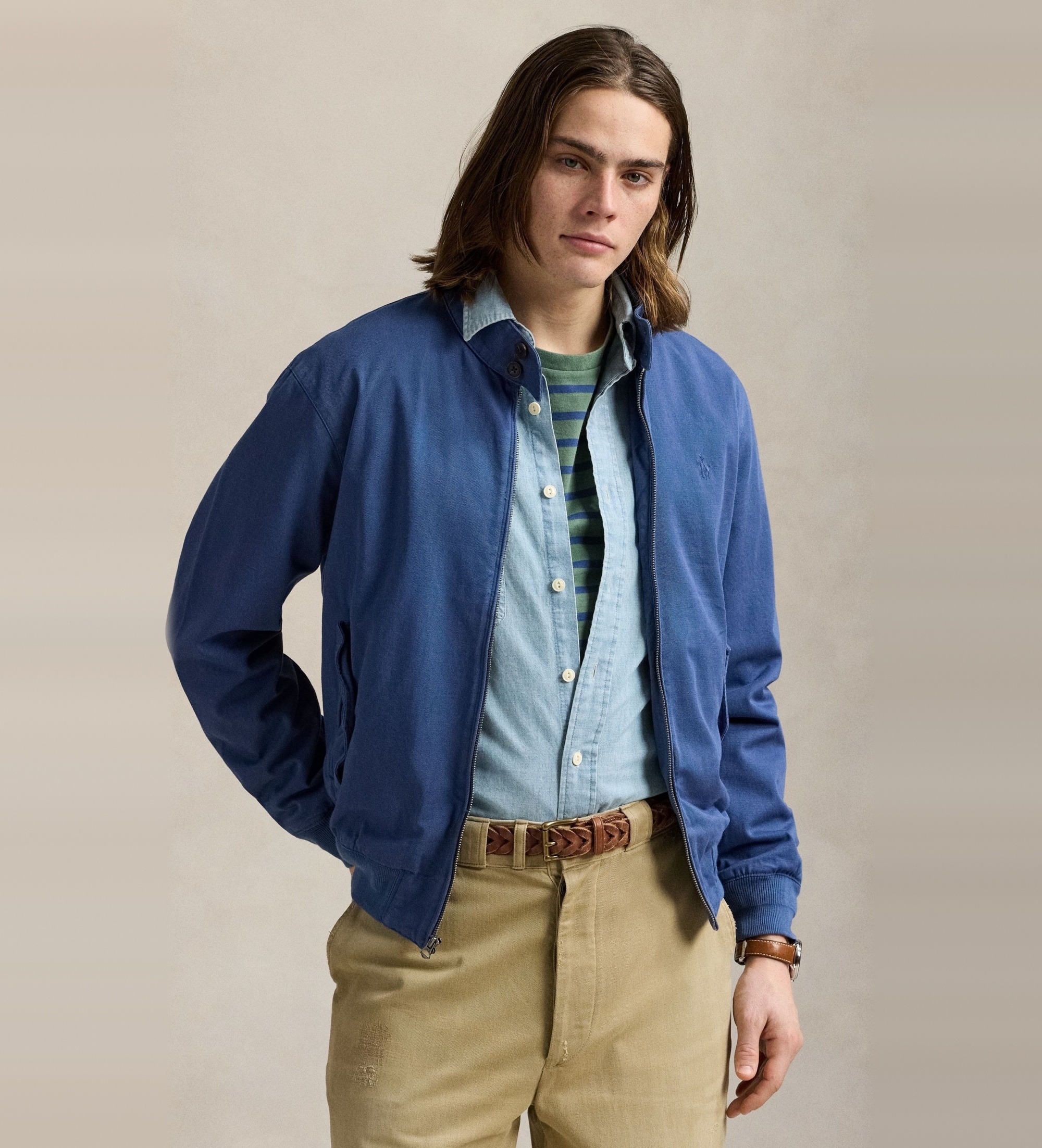 Polo Ralph Lauren für Herren. 710970569001 Bedford-Jacke aus blauem Chino-Stoff (M), Lässig, Baumwolle