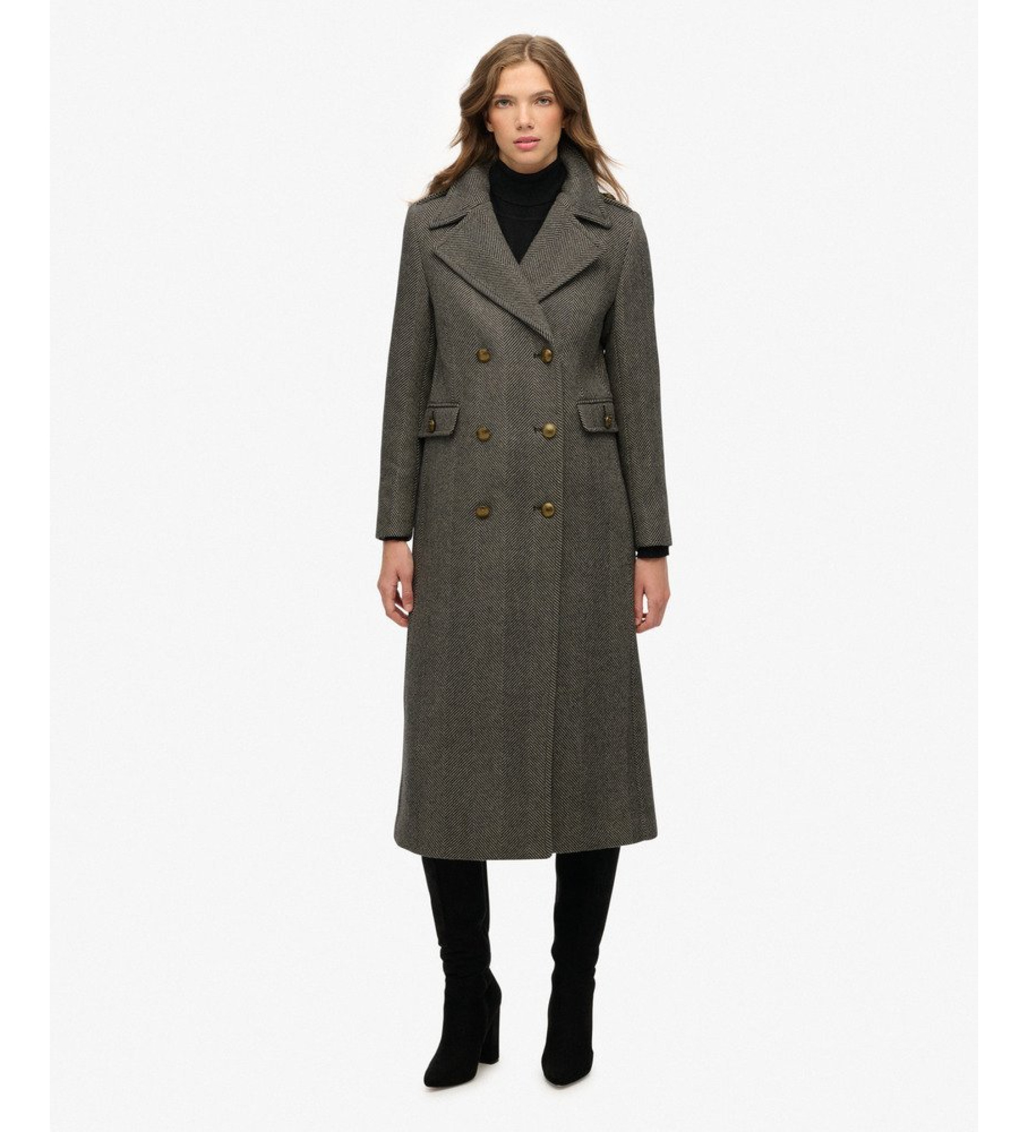 Superdry für Damen. W5011889A Schwarzer Zweireiher aus Wollmischung (S), Lässig, Wolle, Klassisch