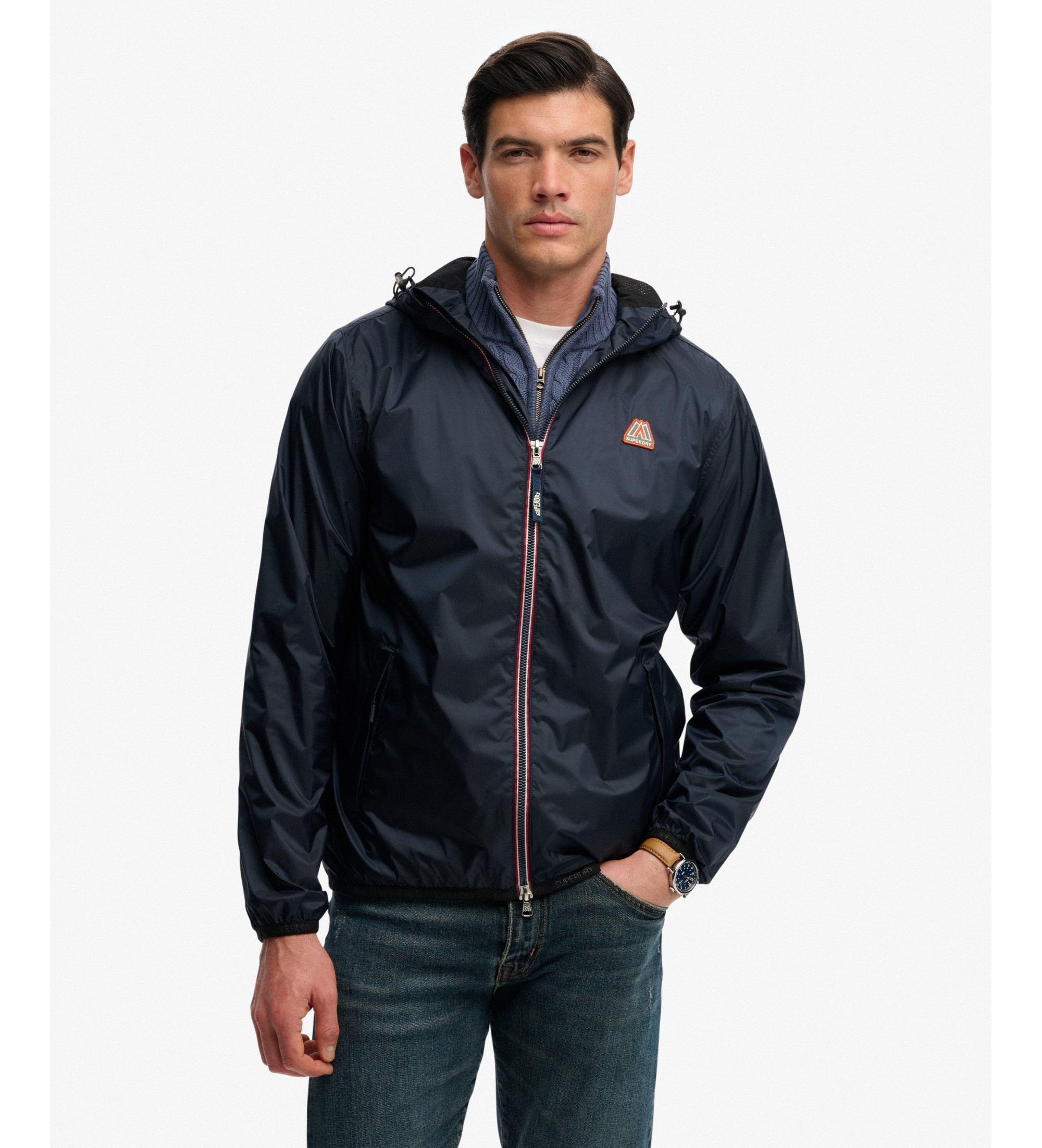 Superdry für Herren. M5012330A Essential TRI Windjacke in Marineblau (S), Draußen, Recyceltes Polyester