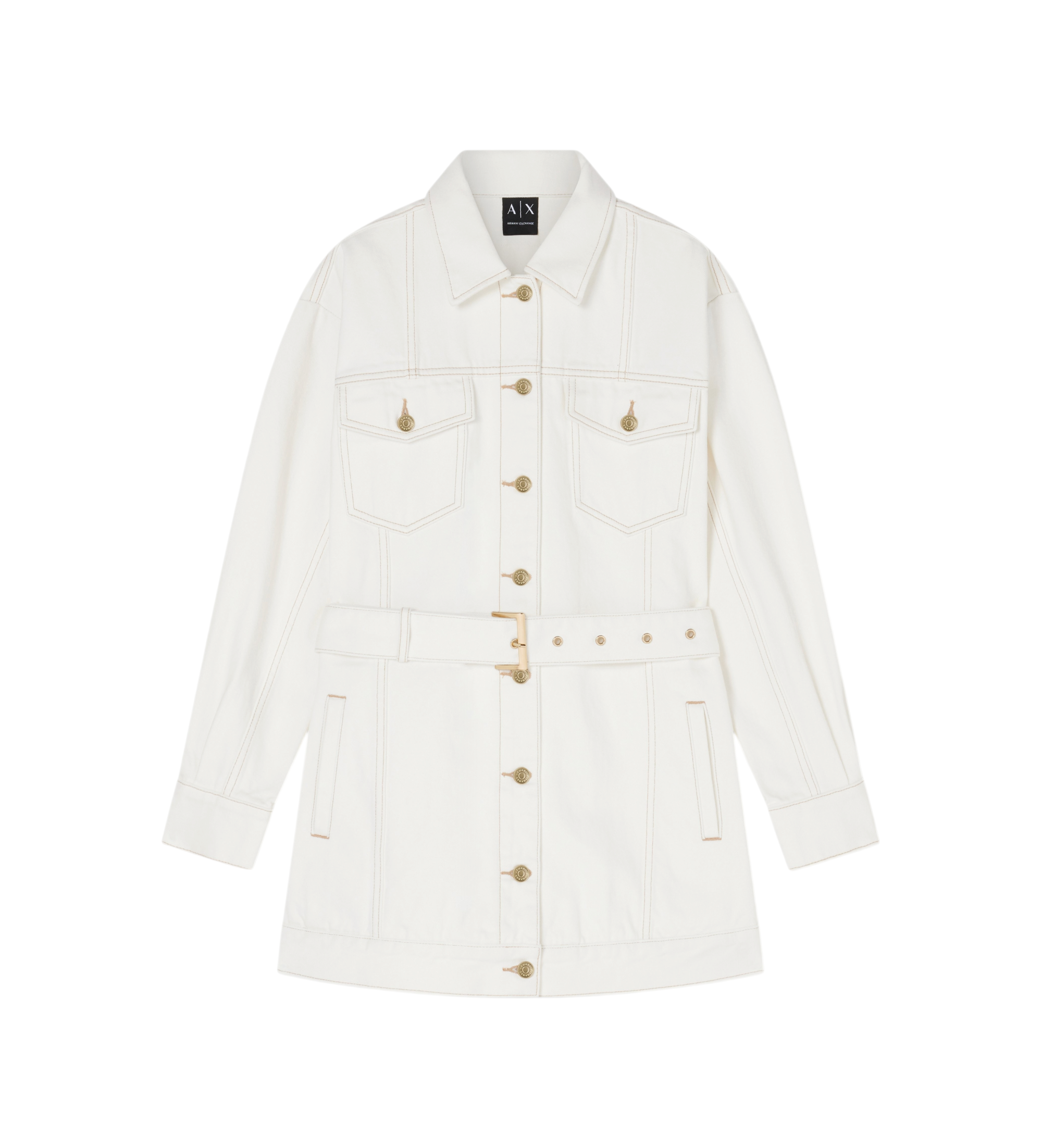 A|X Armani Exchange für Damen. XW002254AF21335M0054 Weiße Blouson-Jacke (XL), Lässig, Baumwolle