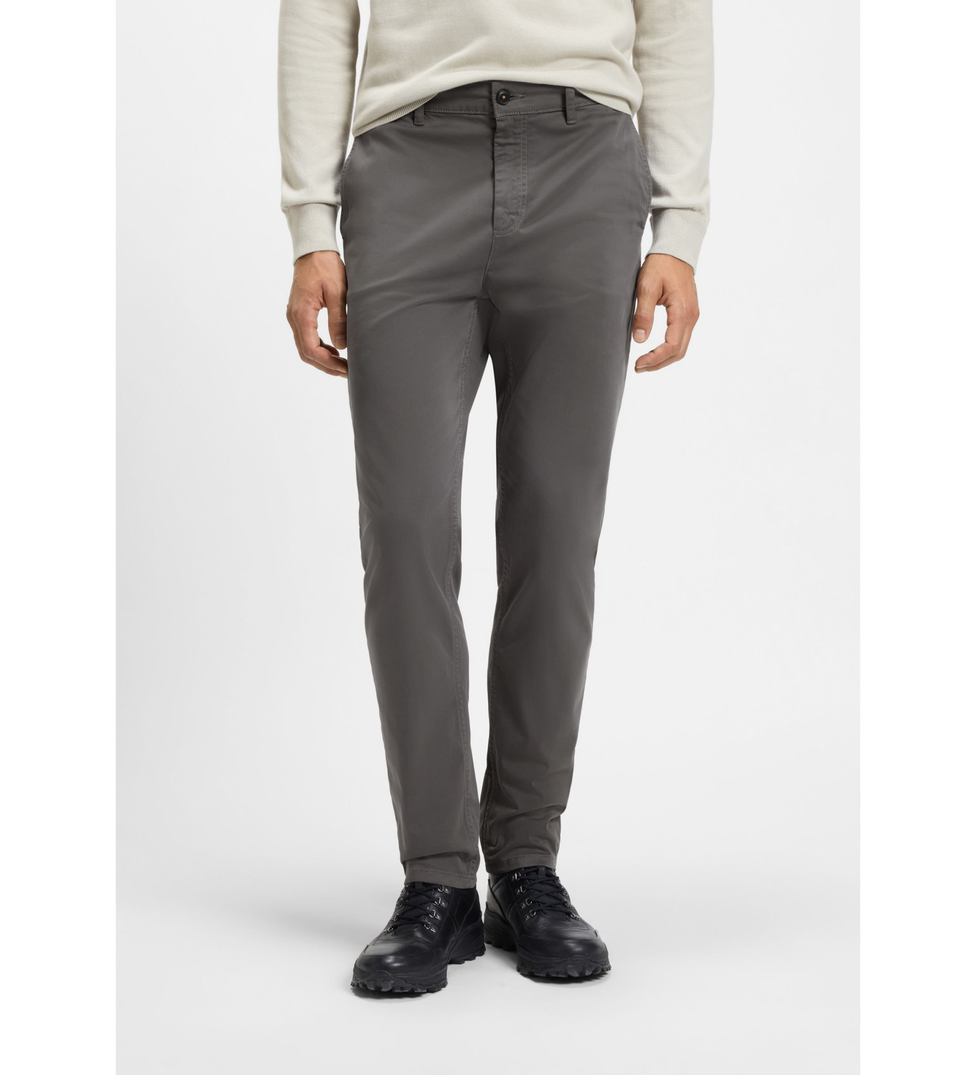 BOSS für Herren. 50510917 Graue Chino-Hose mit schmal zulaufendem Schnitt (34/32), Lässig, Baumwolle