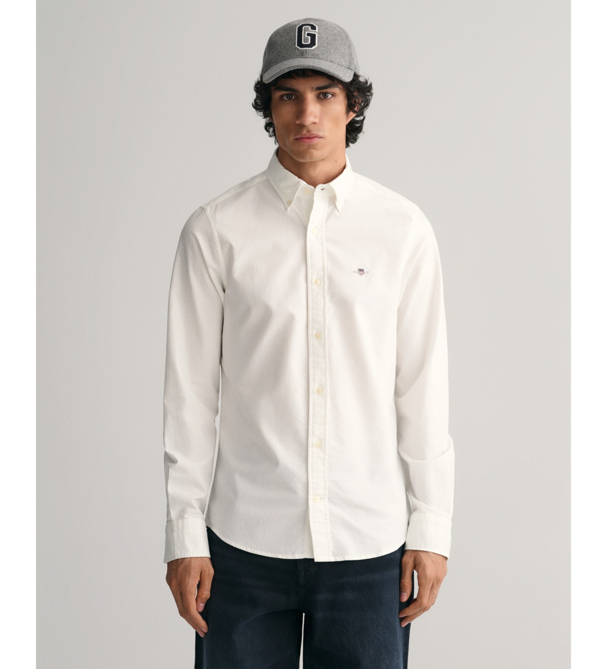 Gant für Herren. 3000202 Camisa Oxford Slim Fit blanco (L), Weiß, Lässig, Baumwolle, Klassisch, Langarm