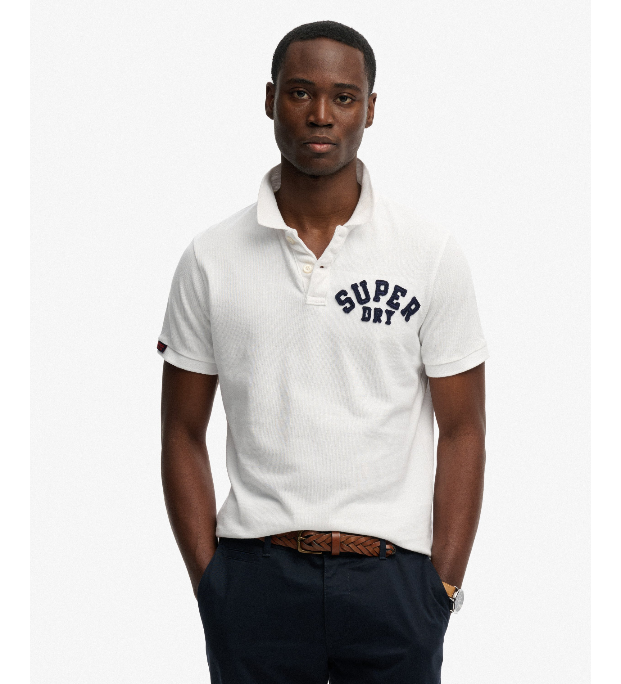 Superdry für Herren. M1110471A Weißes Vintage-Sport-Poloshirt (L), Lässig, Baumwolle, Kurzarm