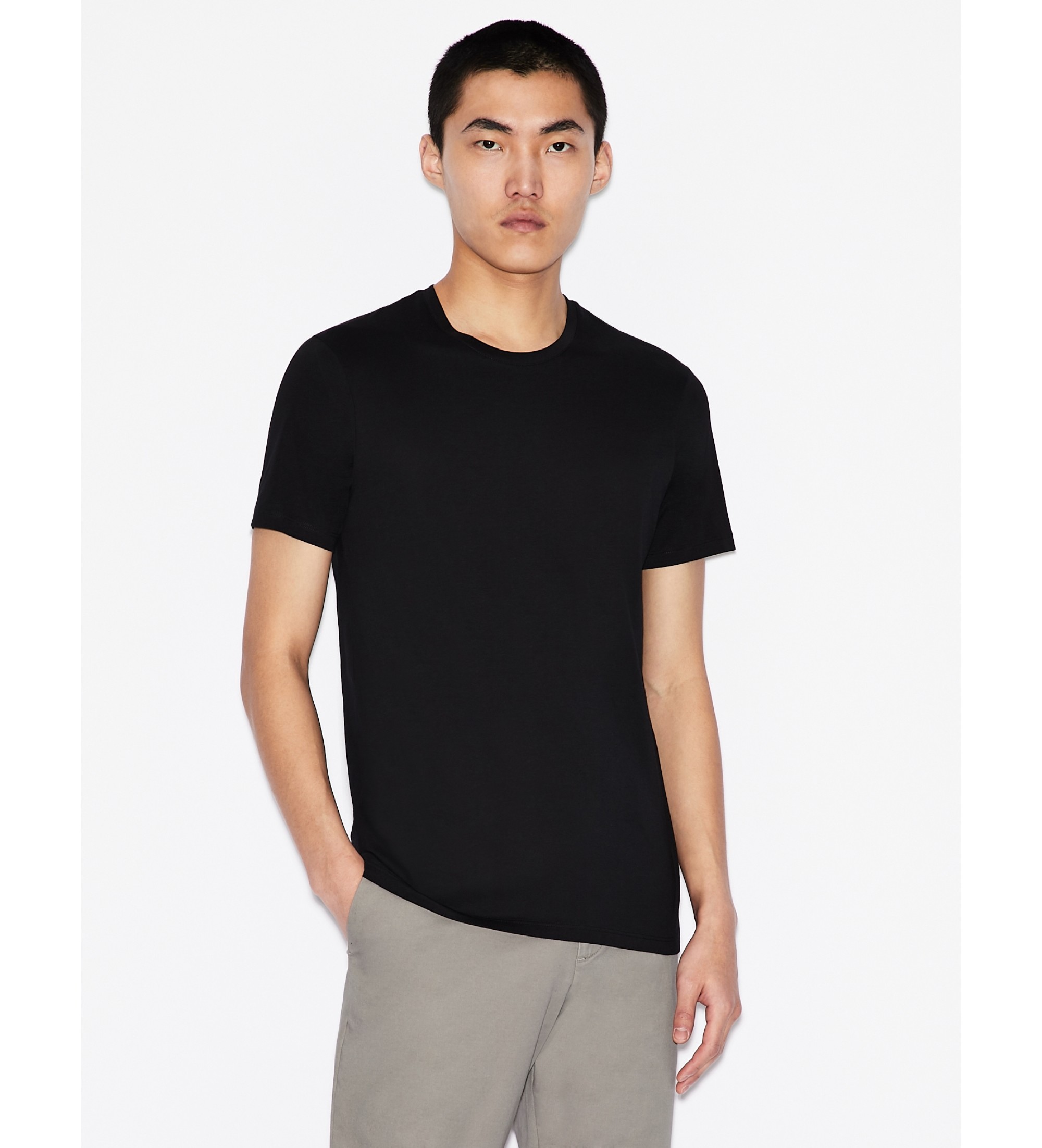 A|X Armani Exchange für Herren. 8NZT74ZJA5Z1200 Basic T-Shirt schwarz (L), Lässig, Baumwolle, Kurzarm