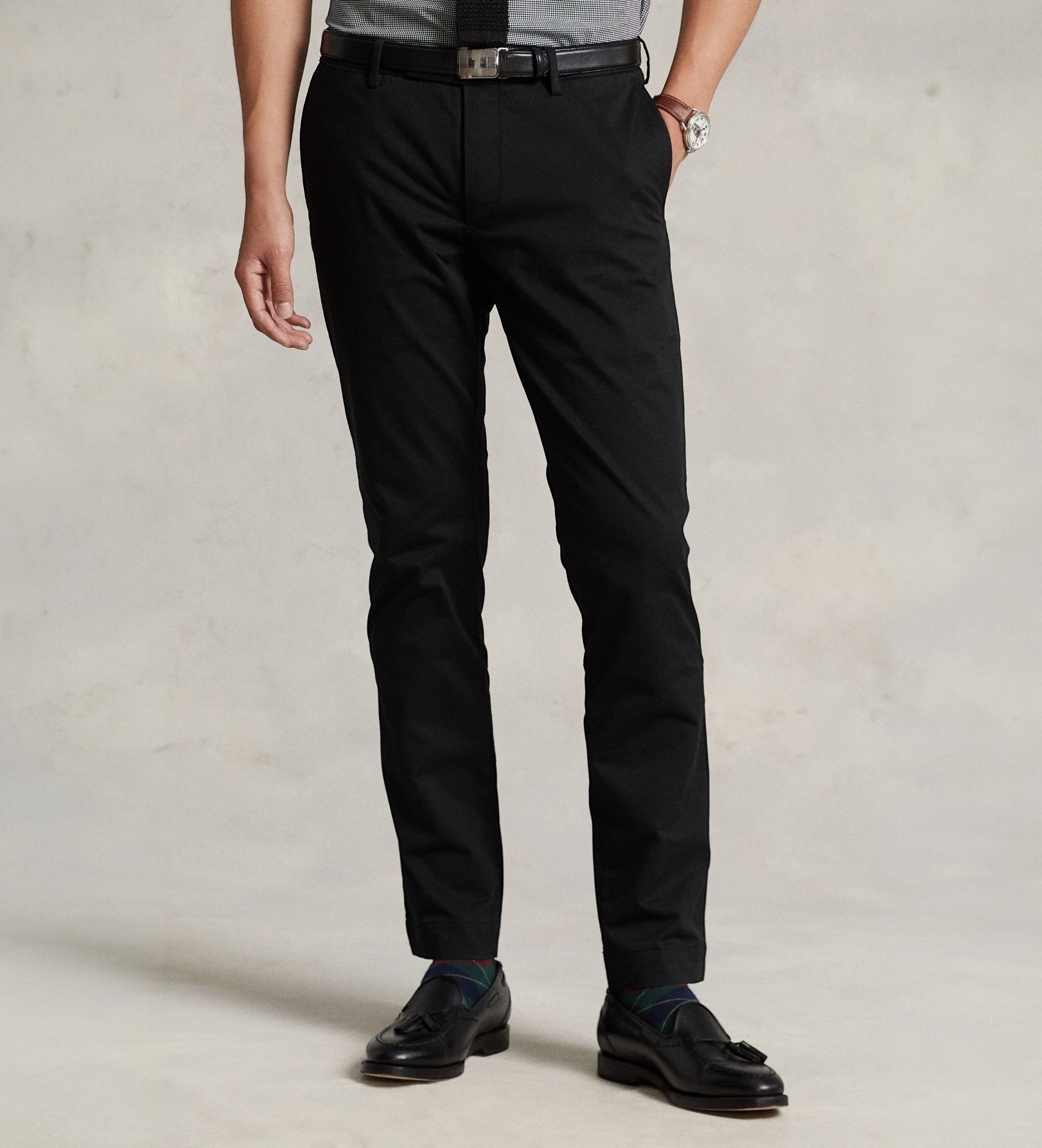 Polo Ralph Lauren für Herren. 710644988001 Elastische schwarze Chino-Hose in Slim Fit (34/32), Lässig, Baumwolle, Klassisch