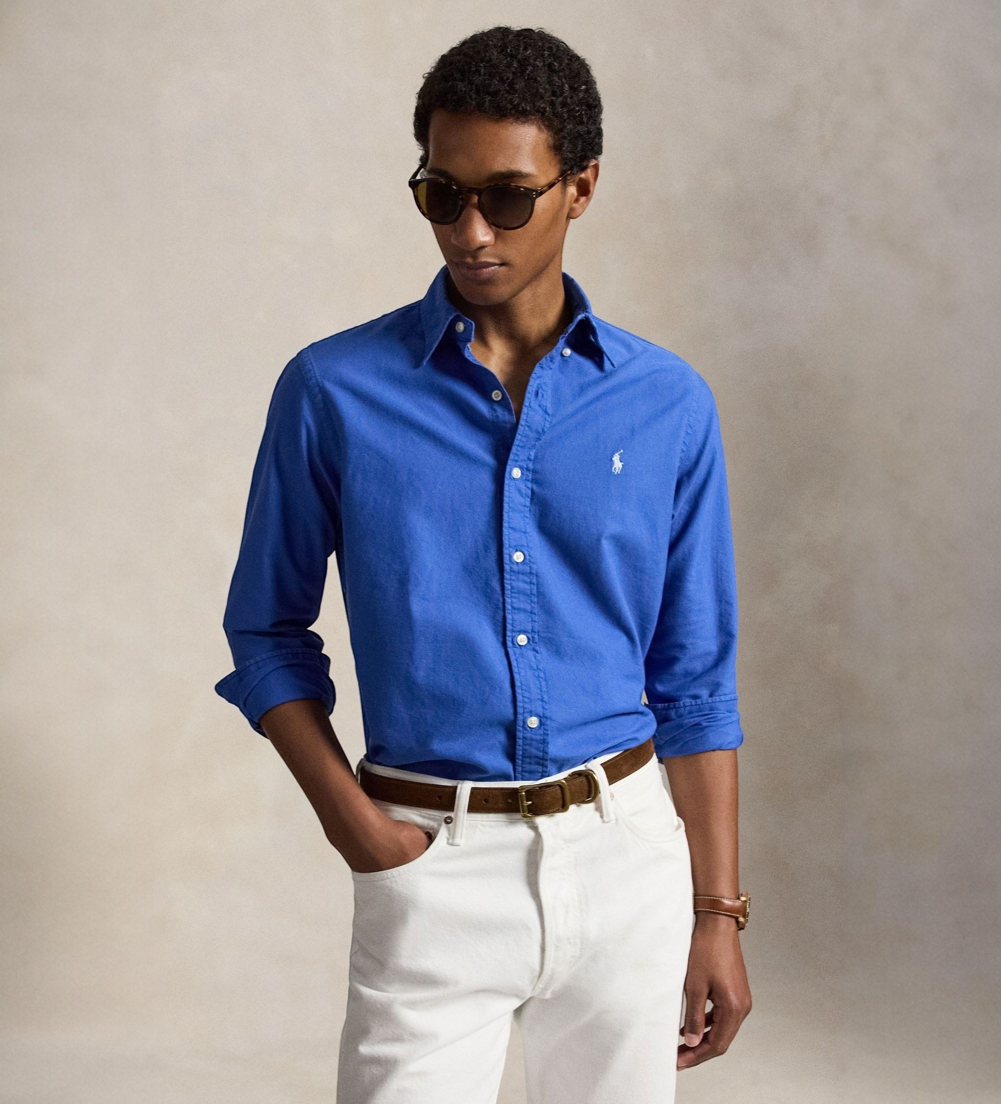 Polo Ralph Lauren für Herren. 710805564512 Custom Fit Oxfordhemd, gefärbt, blau (S), Lässig, Baumwolle, Langarm