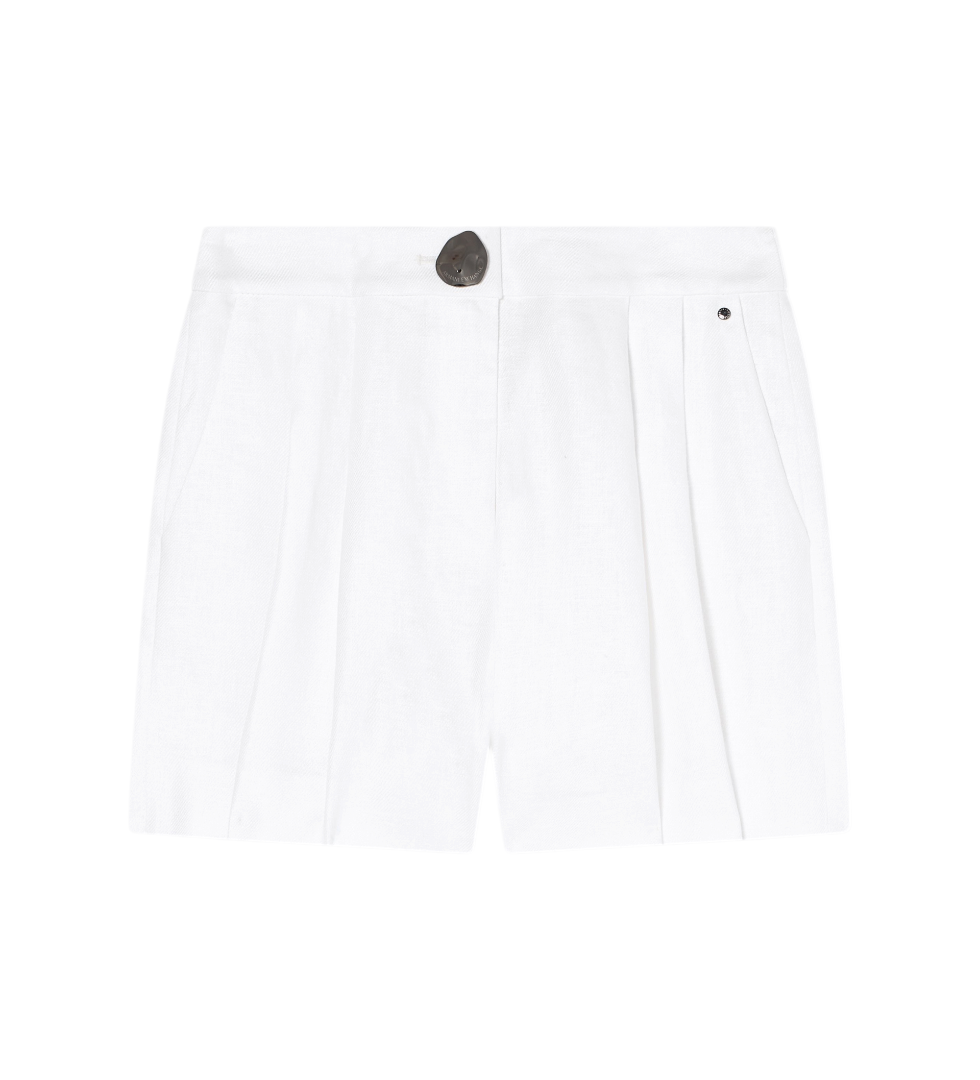 A|X Armani Exchange für Damen. XW001983AF21530U0002 Kurze Hose mit hoher Taille weiß (S), Lässig, Leinen