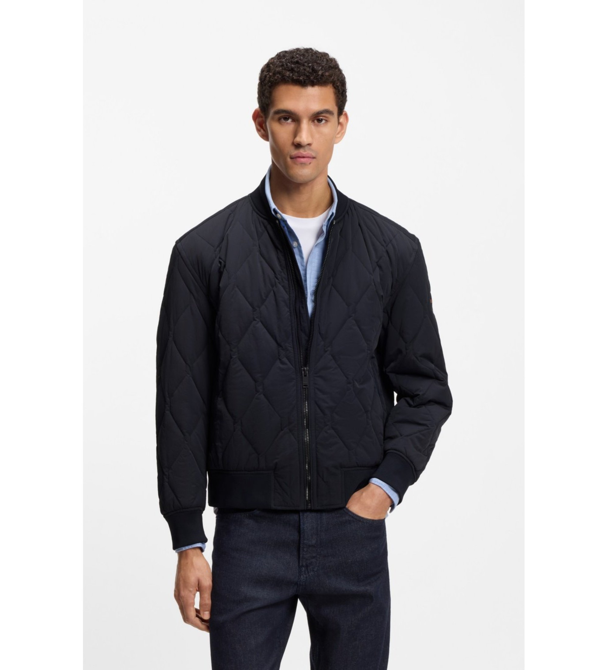 BOSS für Herren. 50543619 Osnape Jacke marine (54), Lässig, Polyester