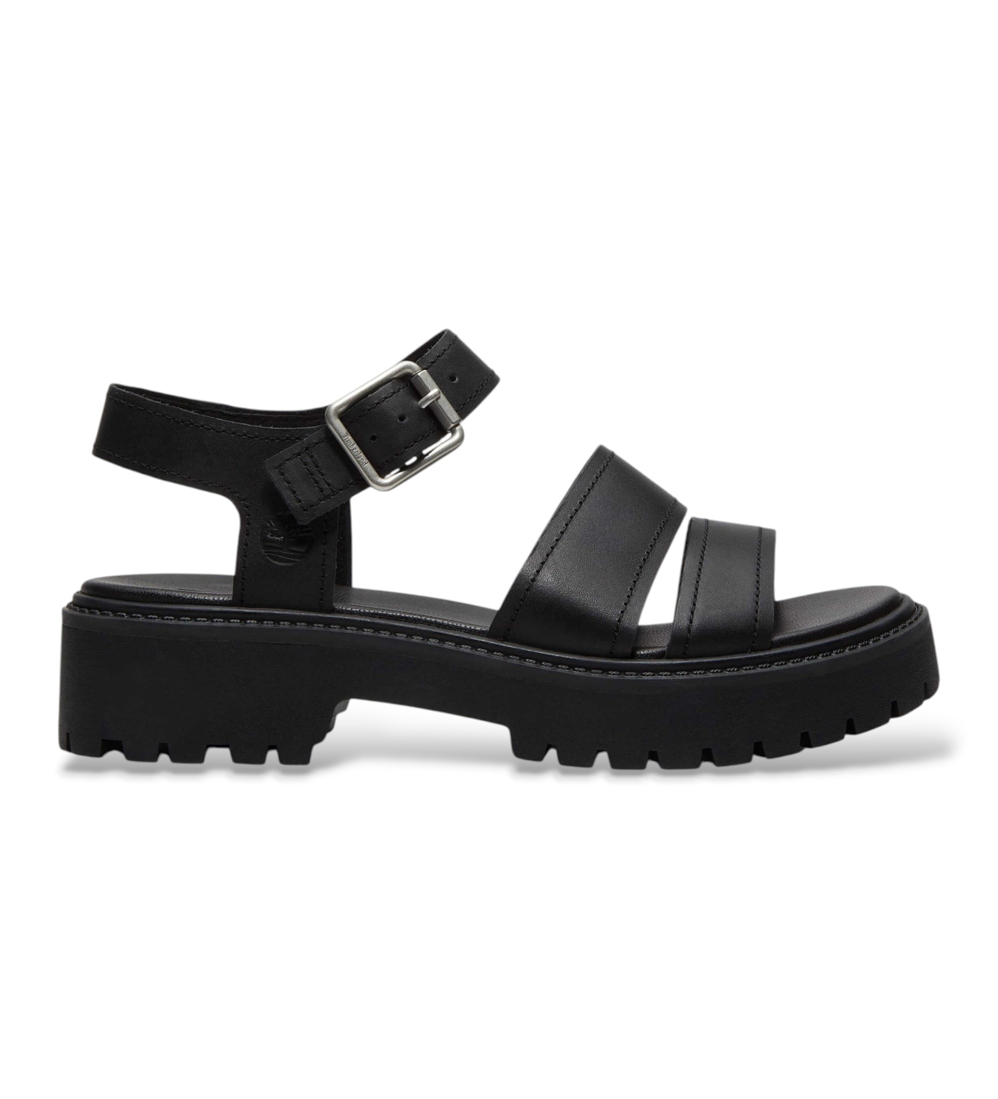 Timberland für Damen. TB0A2EJMW021 Sandalen aus Leder mit Plateausohle und Fersenriemen Stone Street schwarz (39 W), 1 bis 3 cm, Schnalle, L