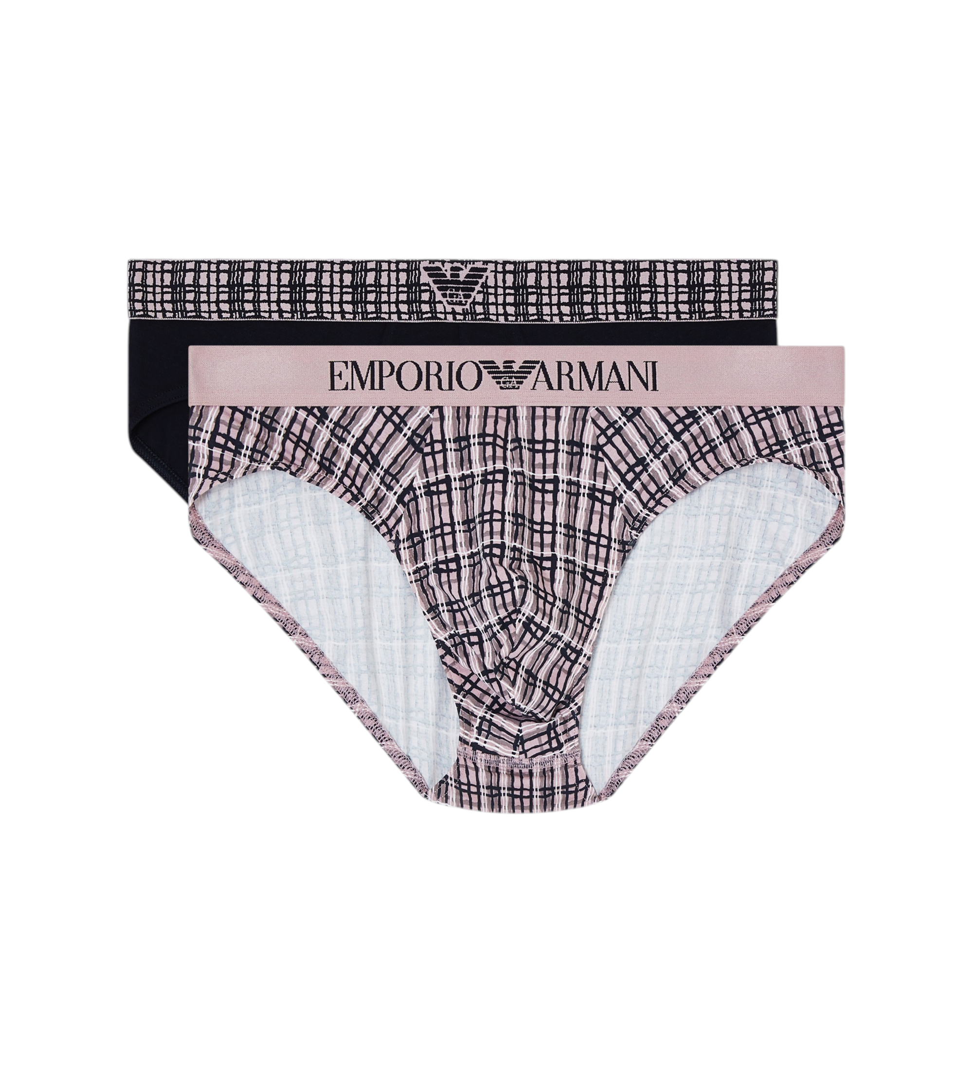 Emporio Armani für Herren. EM000251_AF18885 Set 2 Slips Marke rosa, schwarz (XL), Heimtextilien, Recycelte Baumwolle