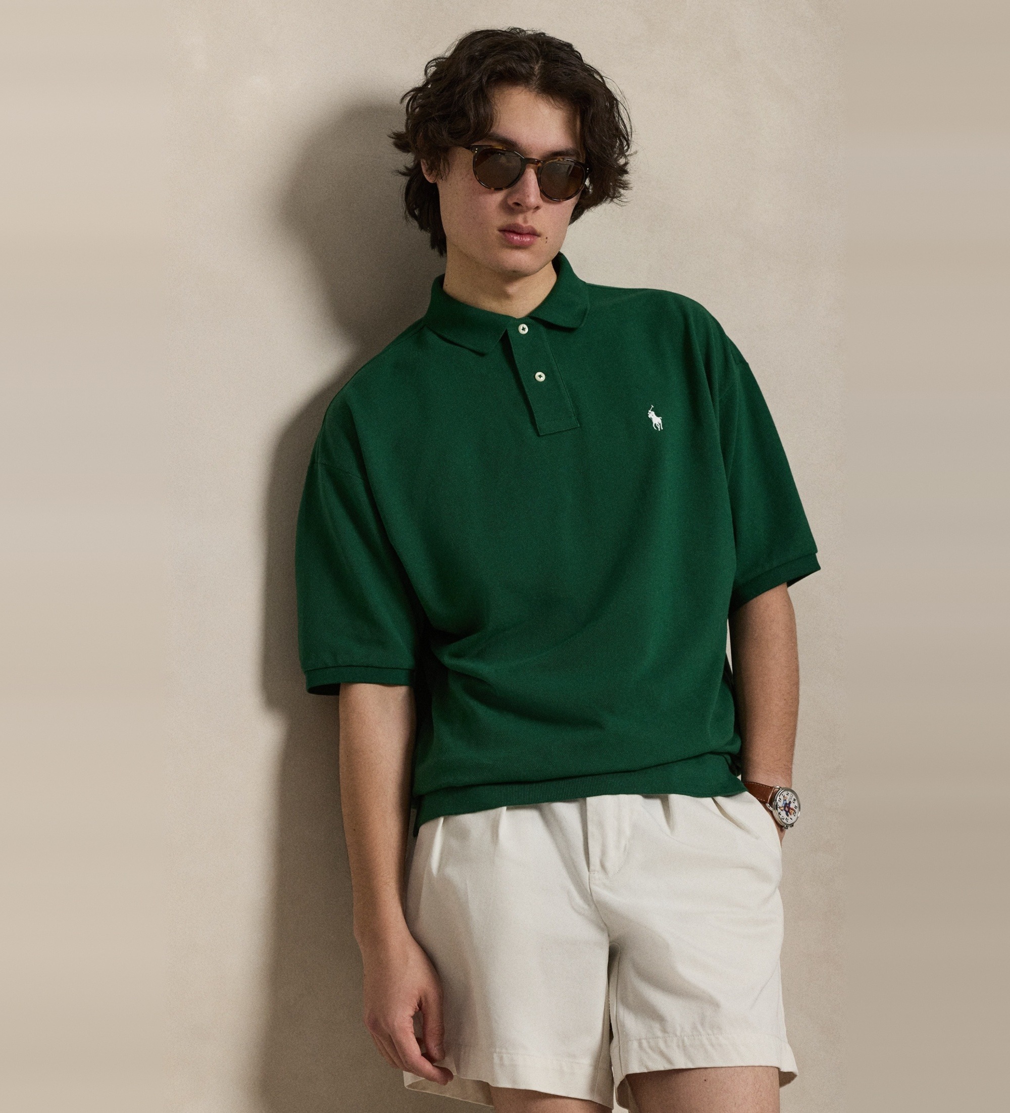 Polo Ralph Lauren für Herren. 710B18907003 Relaxed Fit Piqué-Poloshirt Grün (L), Lässig, Baumwolle, Kurzarm